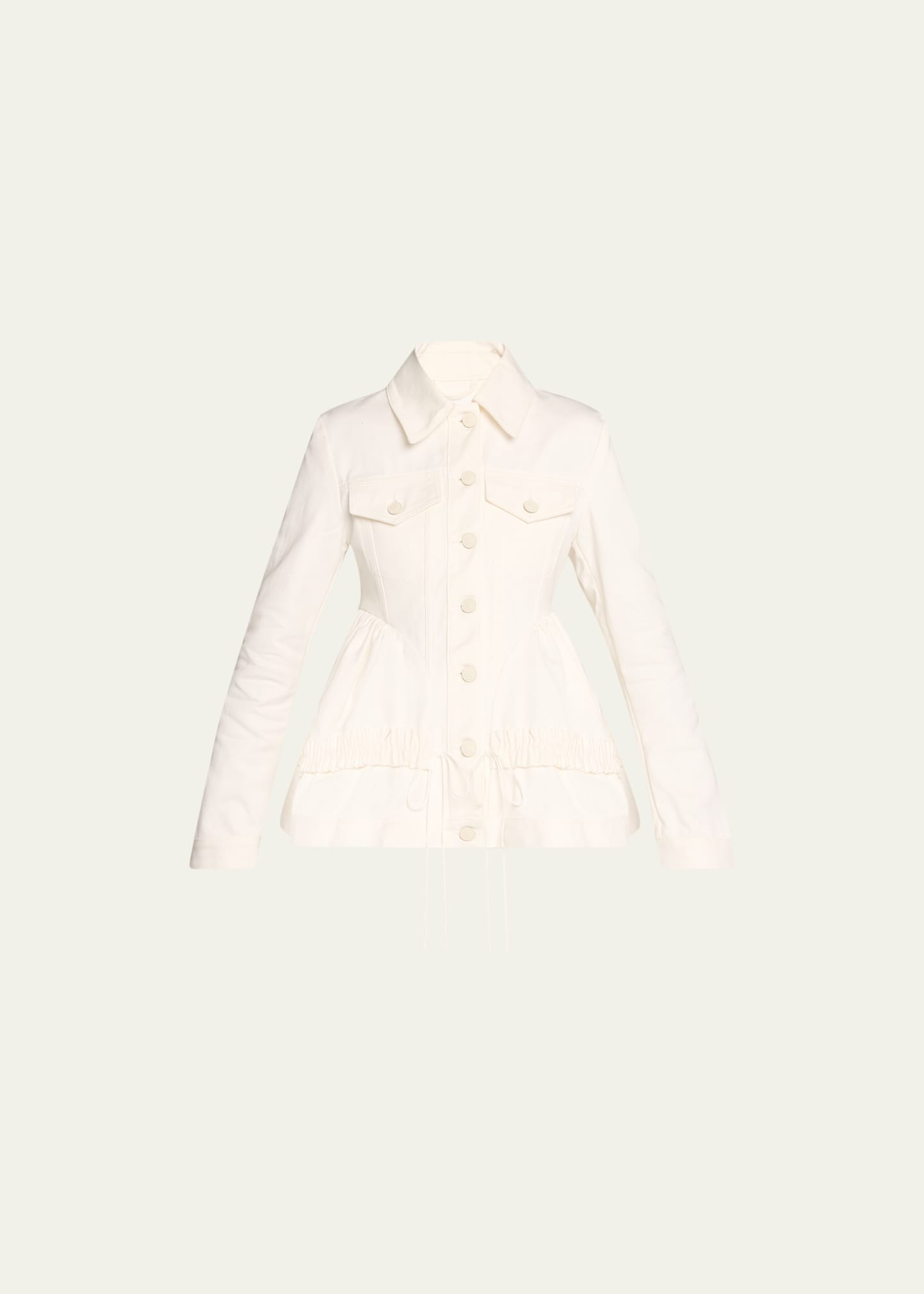 Cecilie Bahnsen Ulanda Peplum Denim Jacket In White