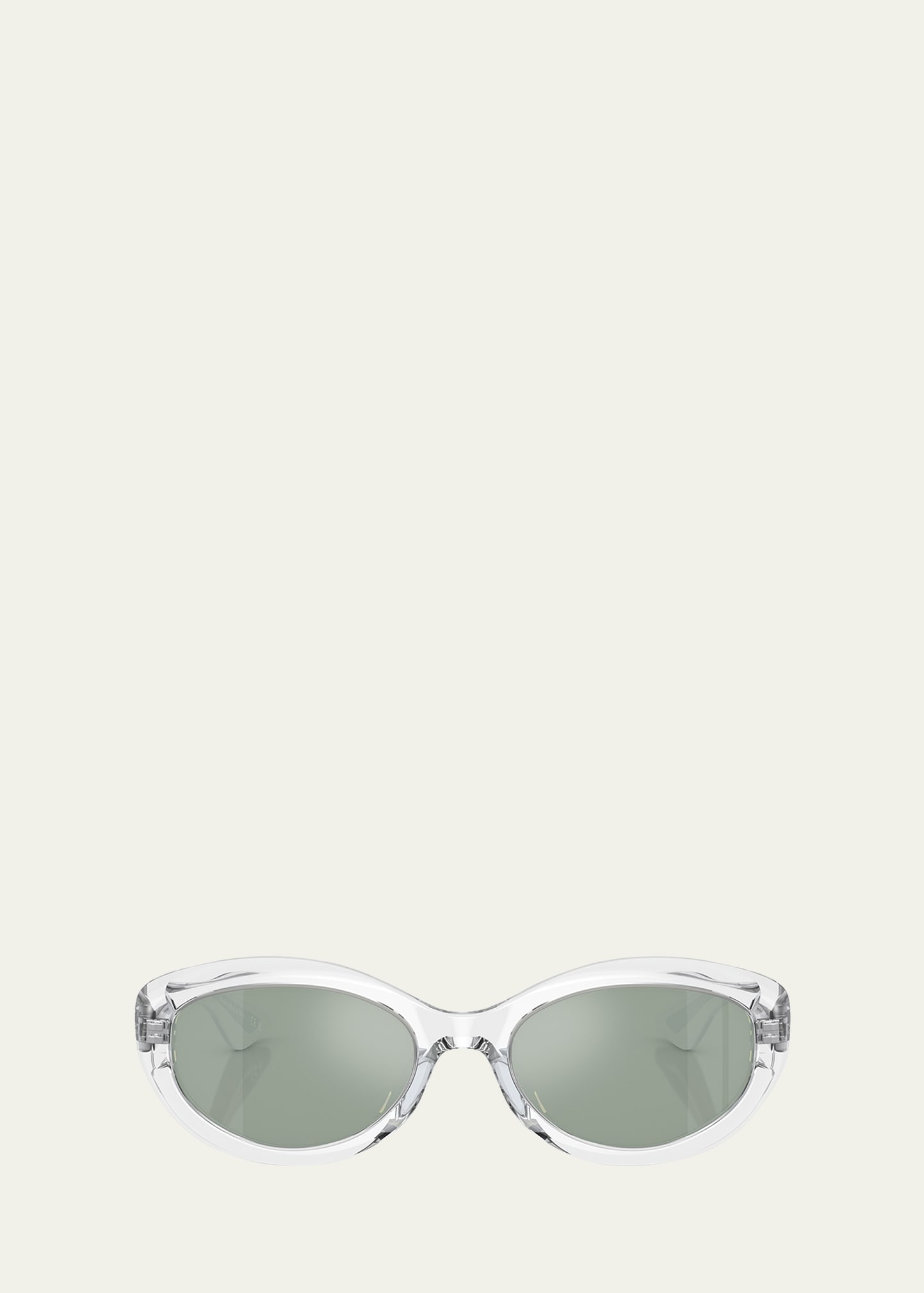 Shop Khaite X Oliver Peoples Transparent Acetate Oval Sunglasses In Crystal