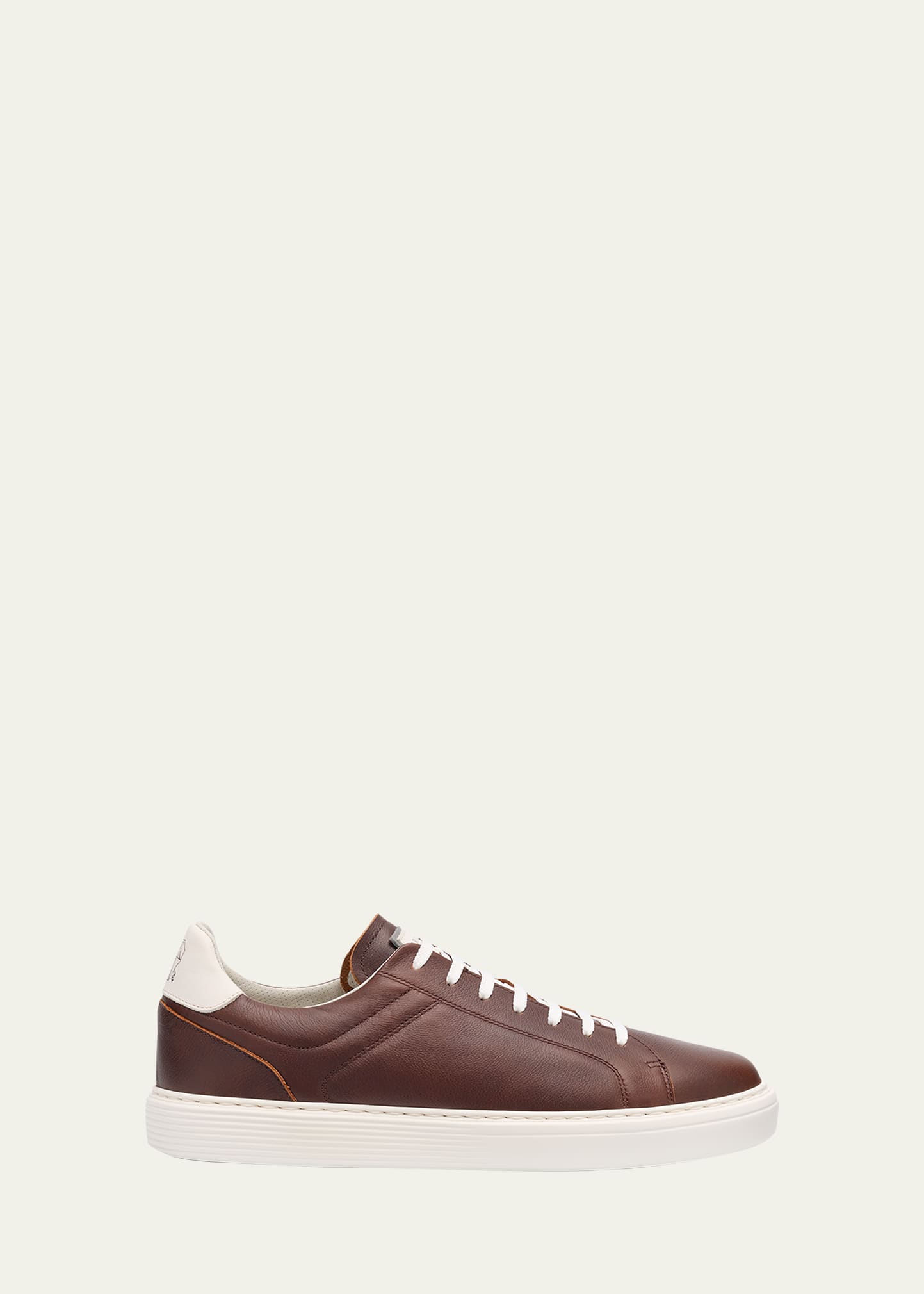 Brunello Cucinelli Men's Leather Low-top Sneakers In Cyn33 Brown