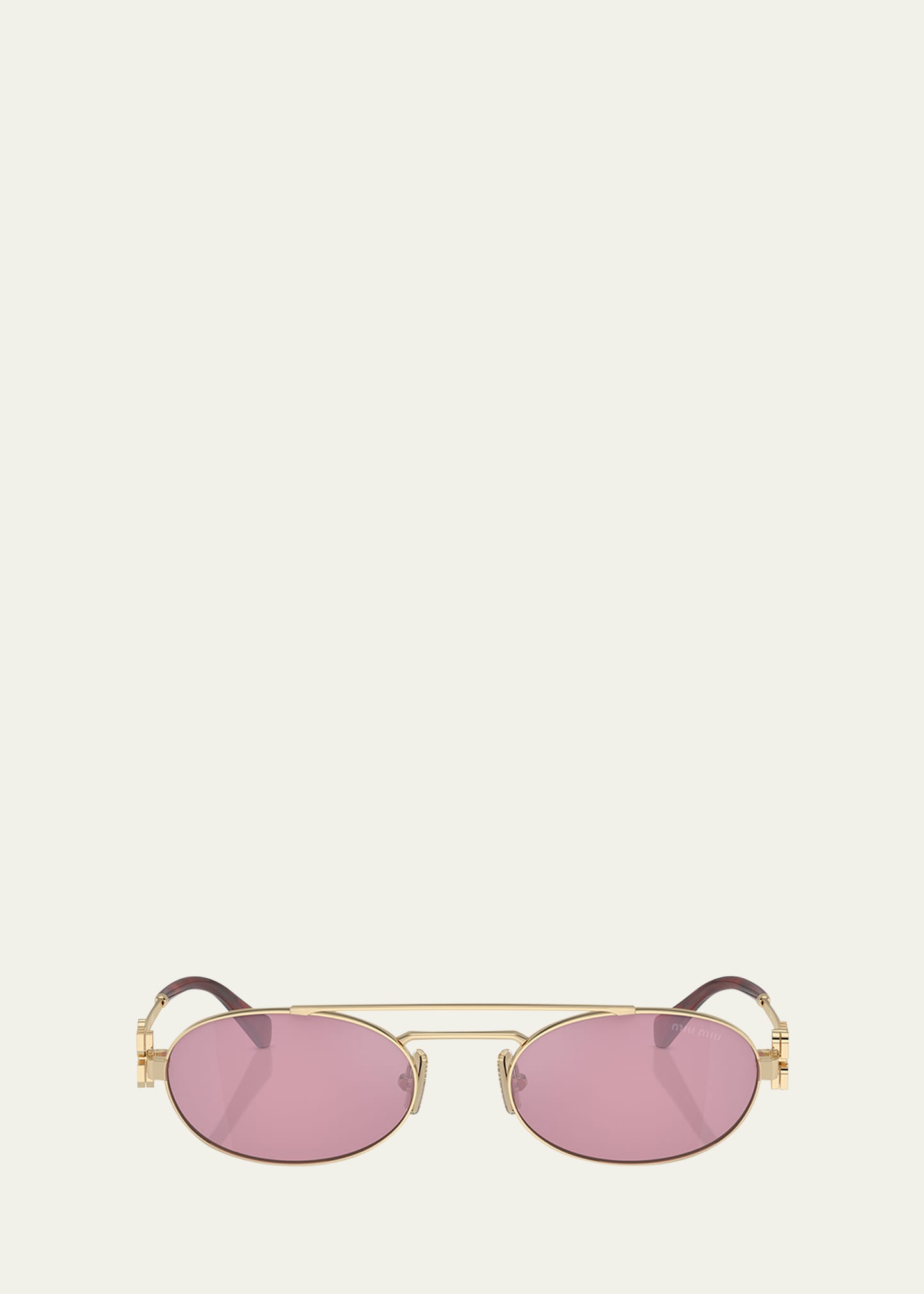 Miu Miu Logo Metal Aviator Sunglasses In Dark Pink Silver