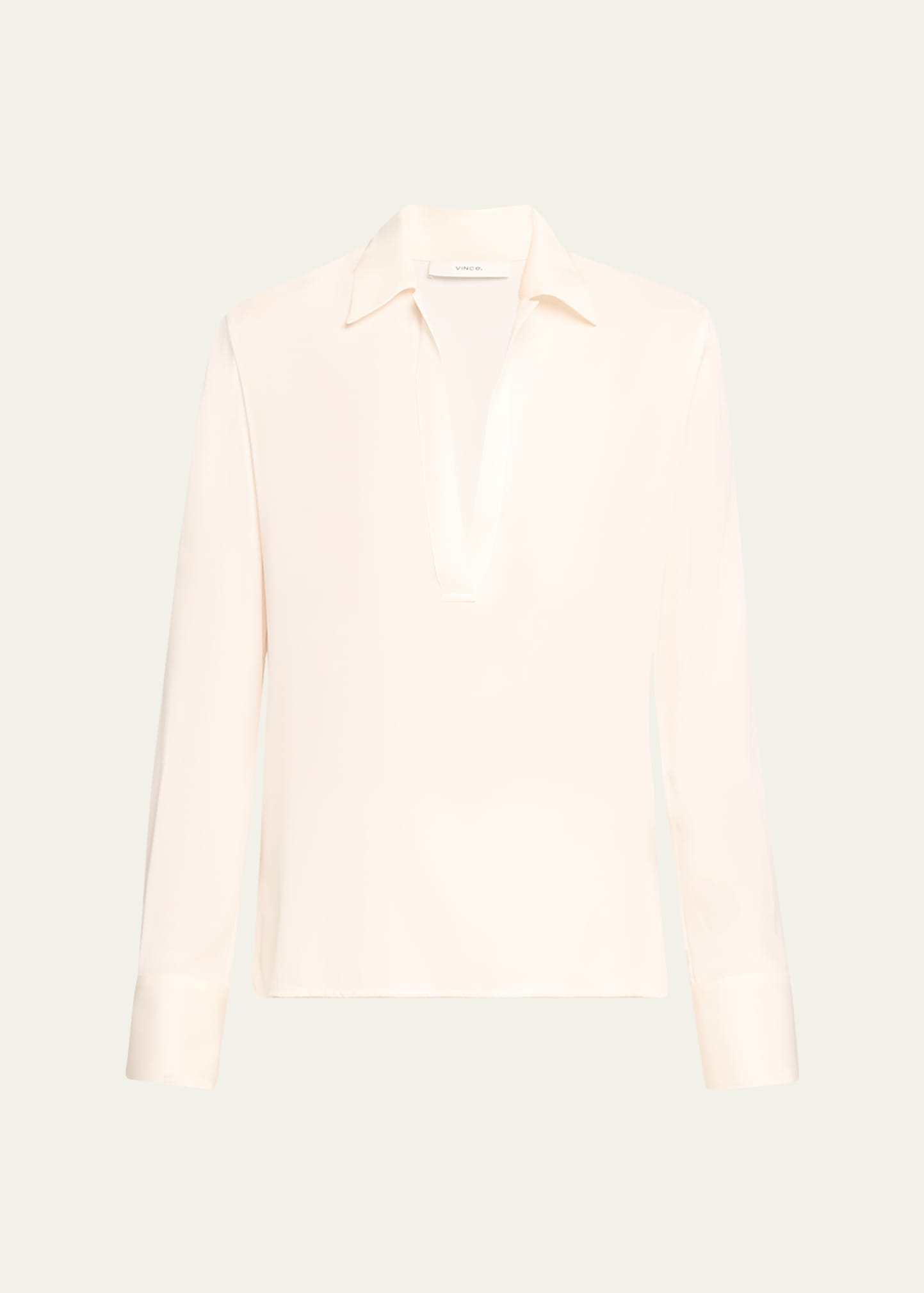 Vince Silk Chest Pocket Long-sleeve Blouse In Off White