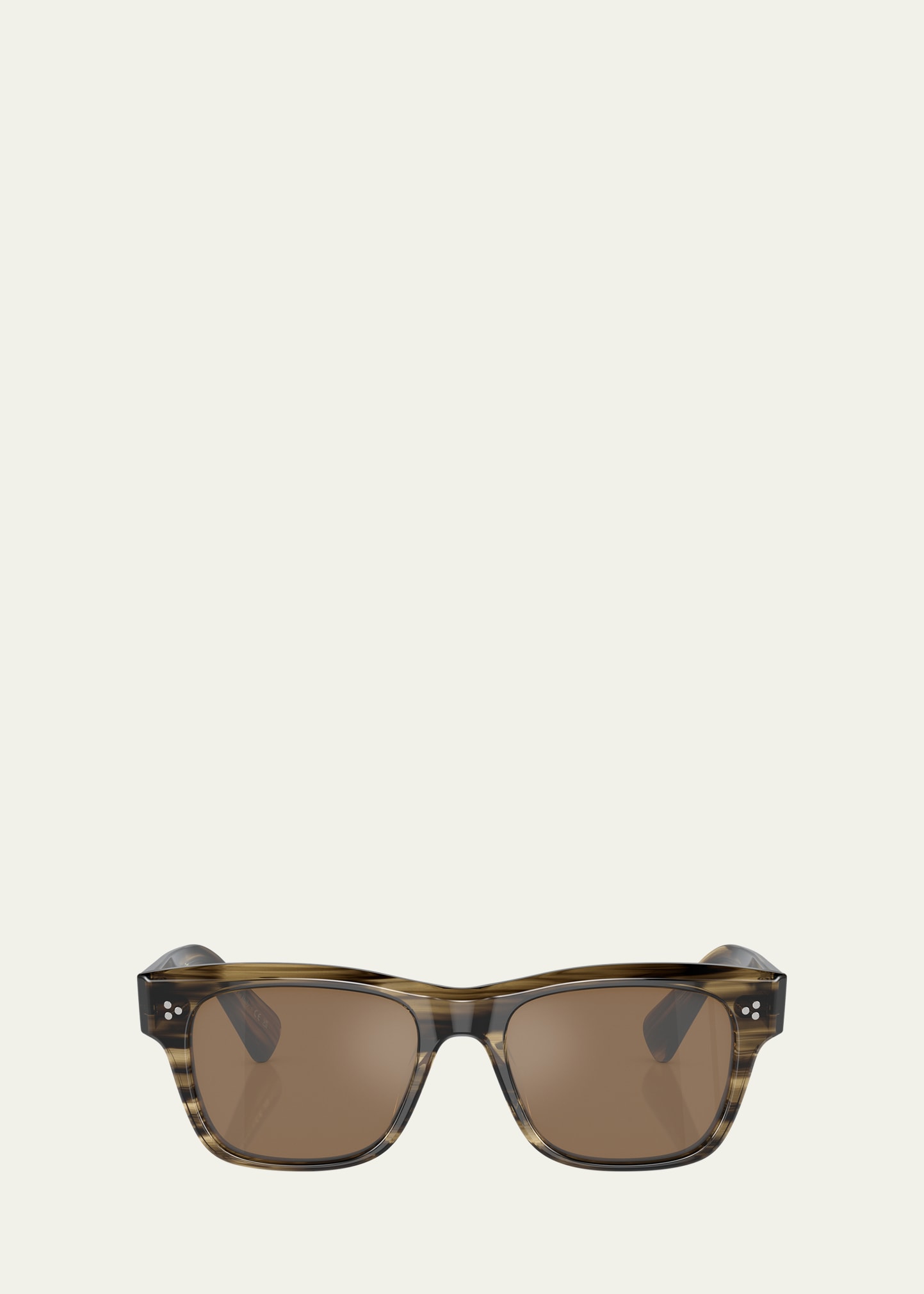 Oliver Peoples Men's Birell Sun Acetate Rectangle Sunglasses In Olive Smoke