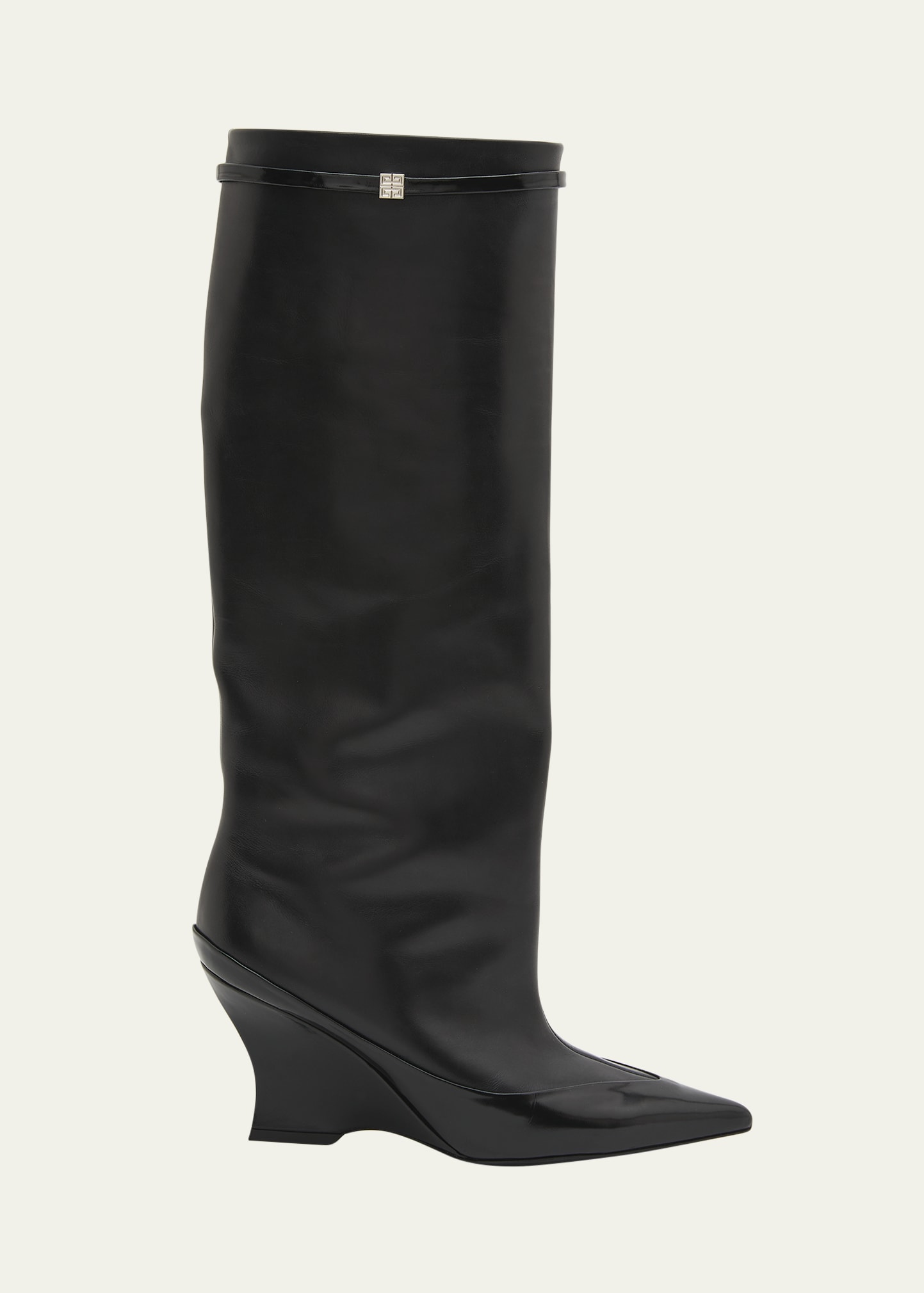 Raven Leather Wedge Tall Boots