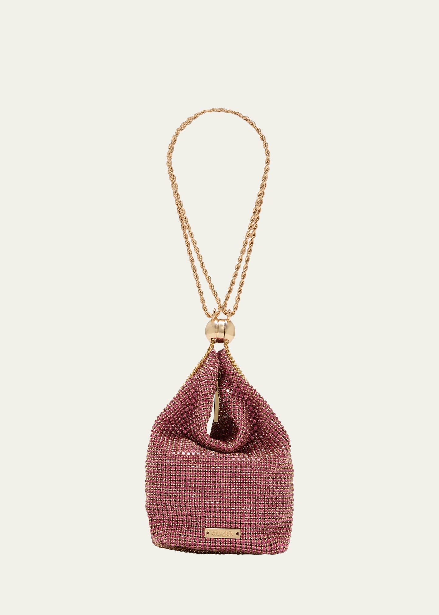 Cult Gaia Rue Embellished Drawstring Wristlet In Shell Pink