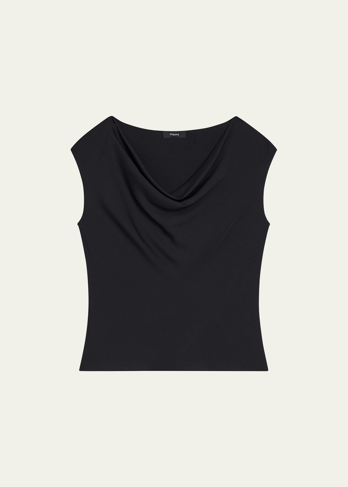 Theory Cap-sleeve Silk Cowl Top In Black