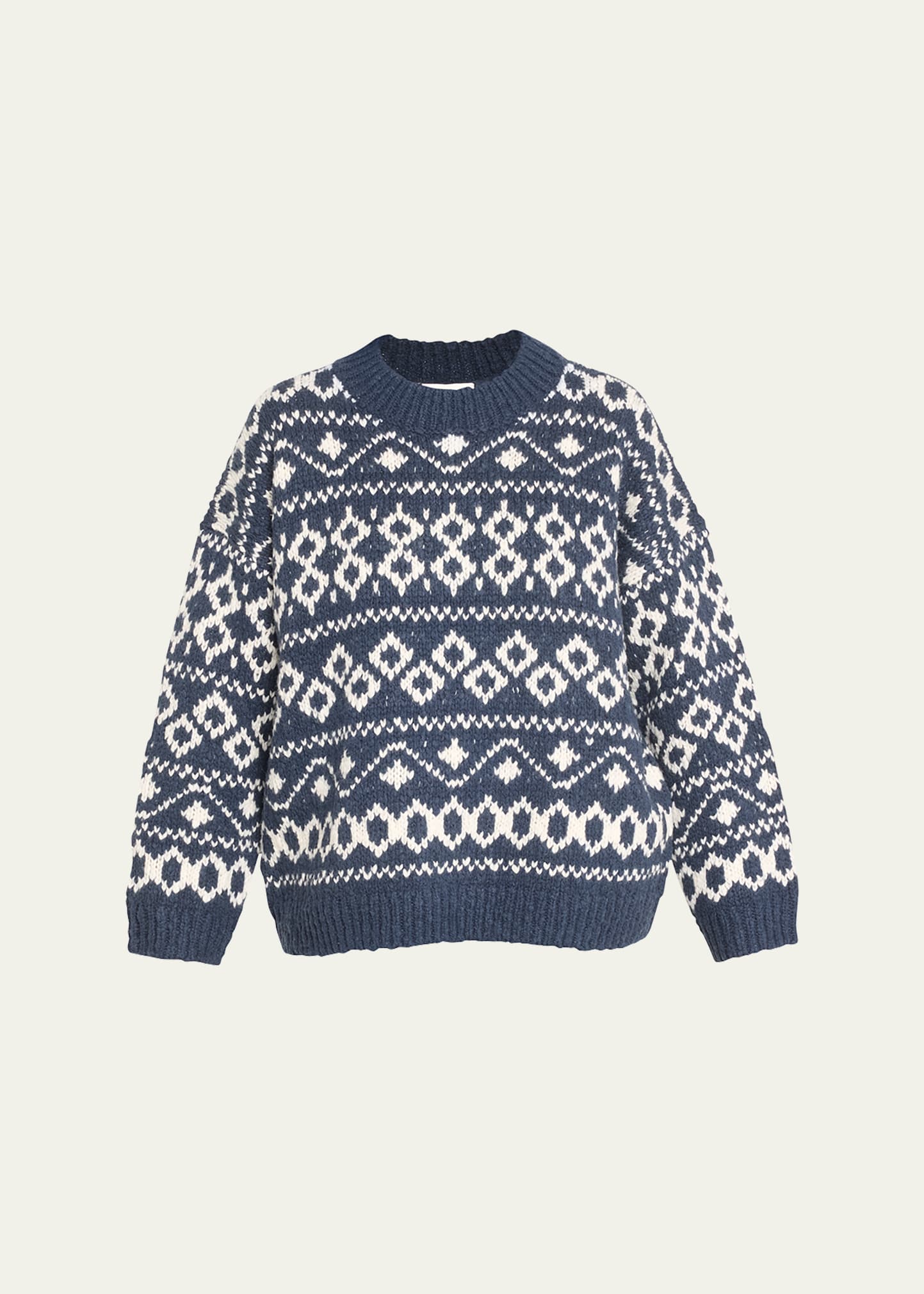 Shop Vince Nordic Wool-blend Fair Isle Sweater In Washed Coastal/lt