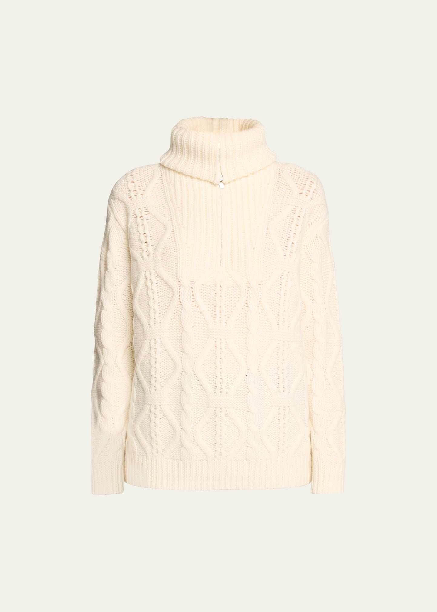Cable-Knit Wool Half-Zip Pullover Sweater