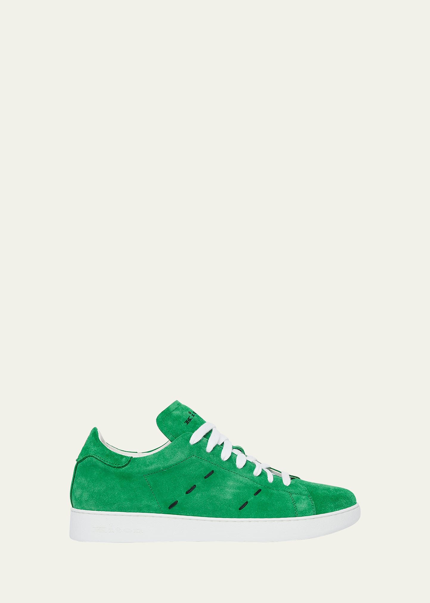 Kiton Men's Calf Suede Low-top Sneakers In Green