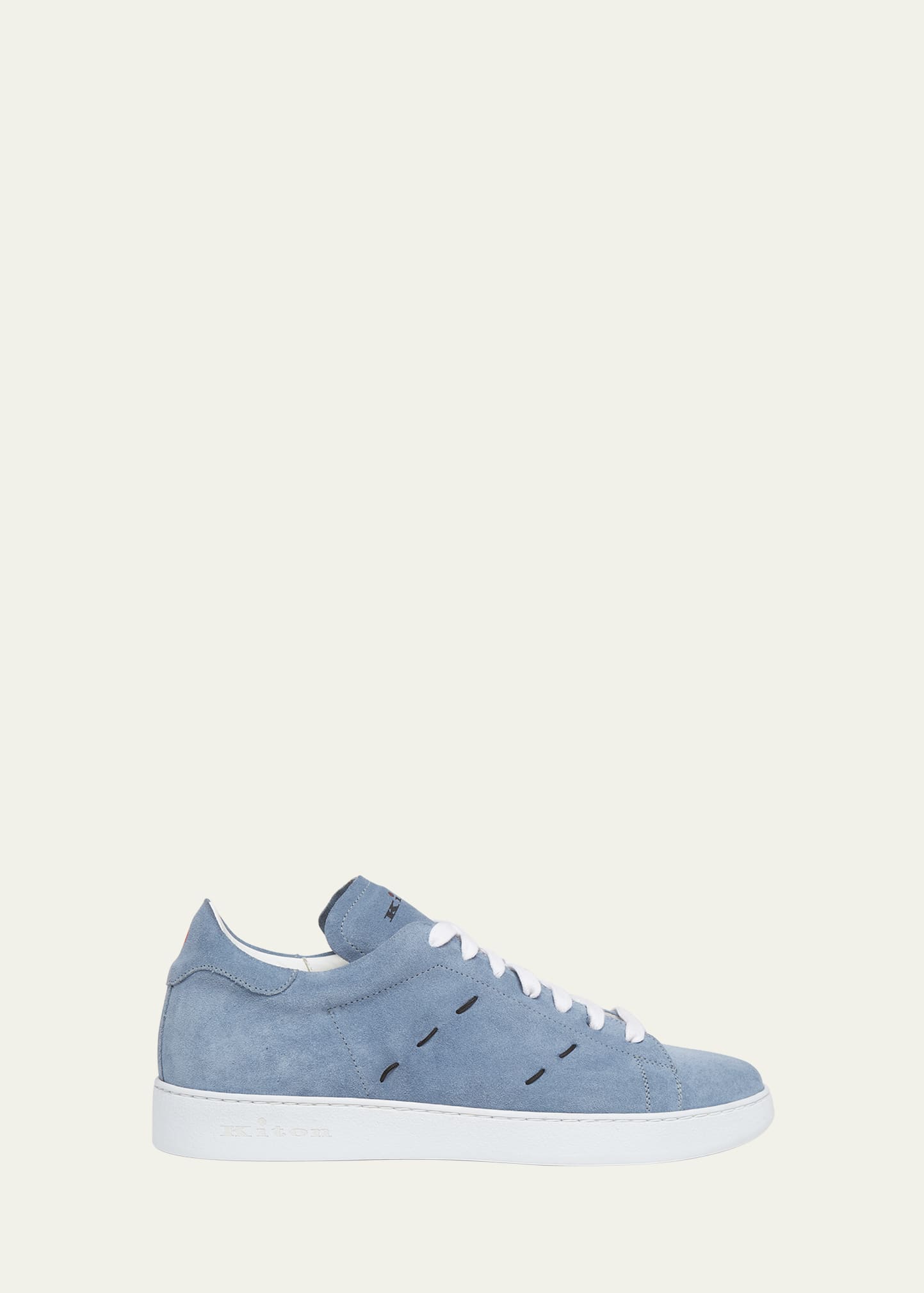 Kiton Embroidered Suede Sneakers In Blue