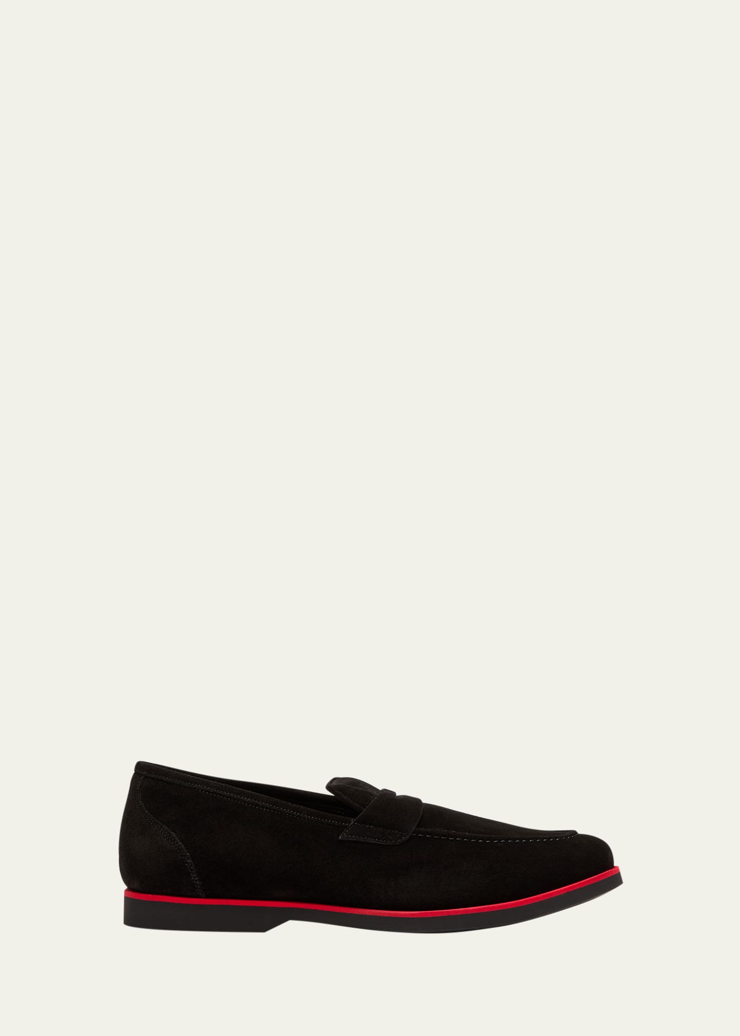 Kiton Men's Suede Penny Loafers In Black