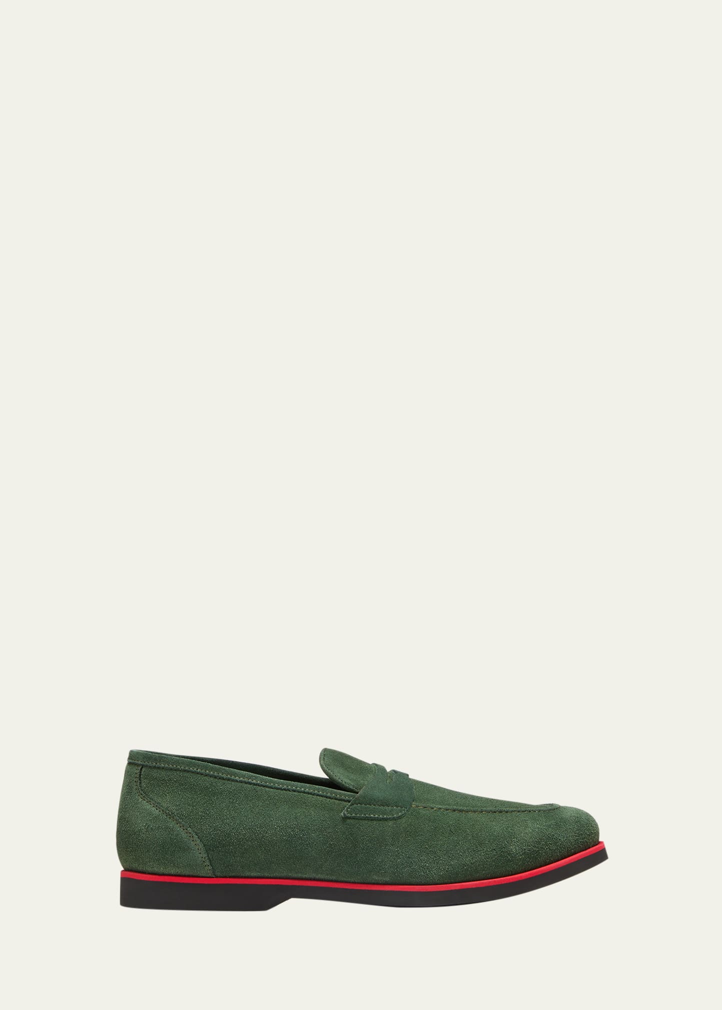 Kiton Men's Suede Penny Loafers In Green