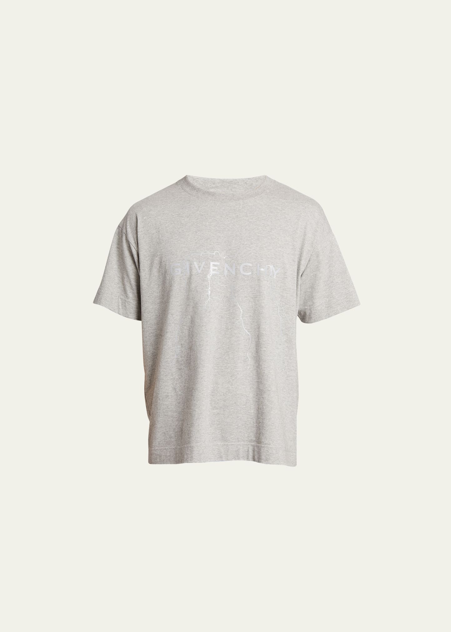 Givenchy Men's Jersey Lightning Logo Boxy T-shirt In Light Grey Melang
