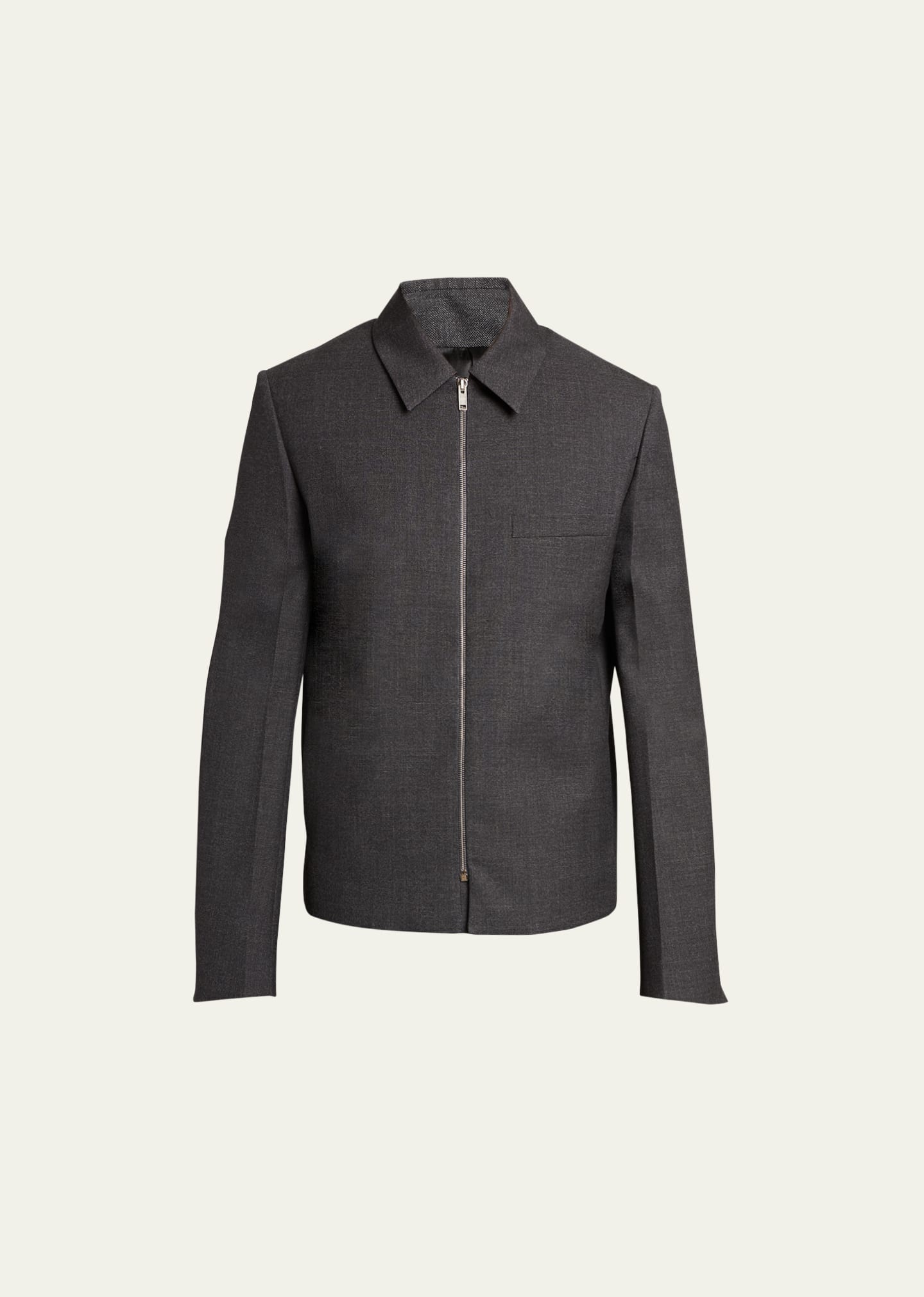 Shop Givenchy Men's Structured Wool Zip Jacket In Grey Mix