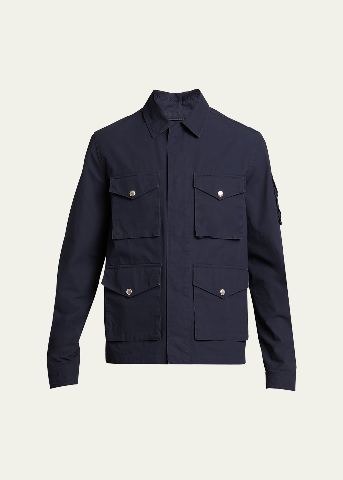 Givenchy Men's Cotton Ripstop Multi-pocket Shirt In Deep Blue