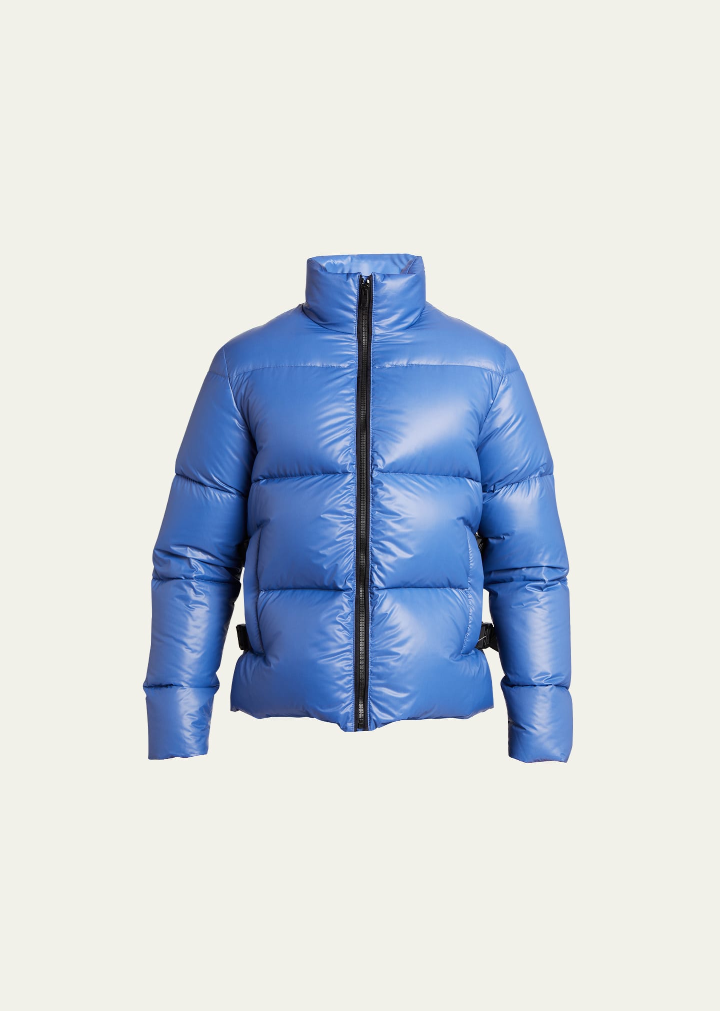 Shop Givenchy Men's 4g Buckle Shiny Puffer Jacket In Royal Blue