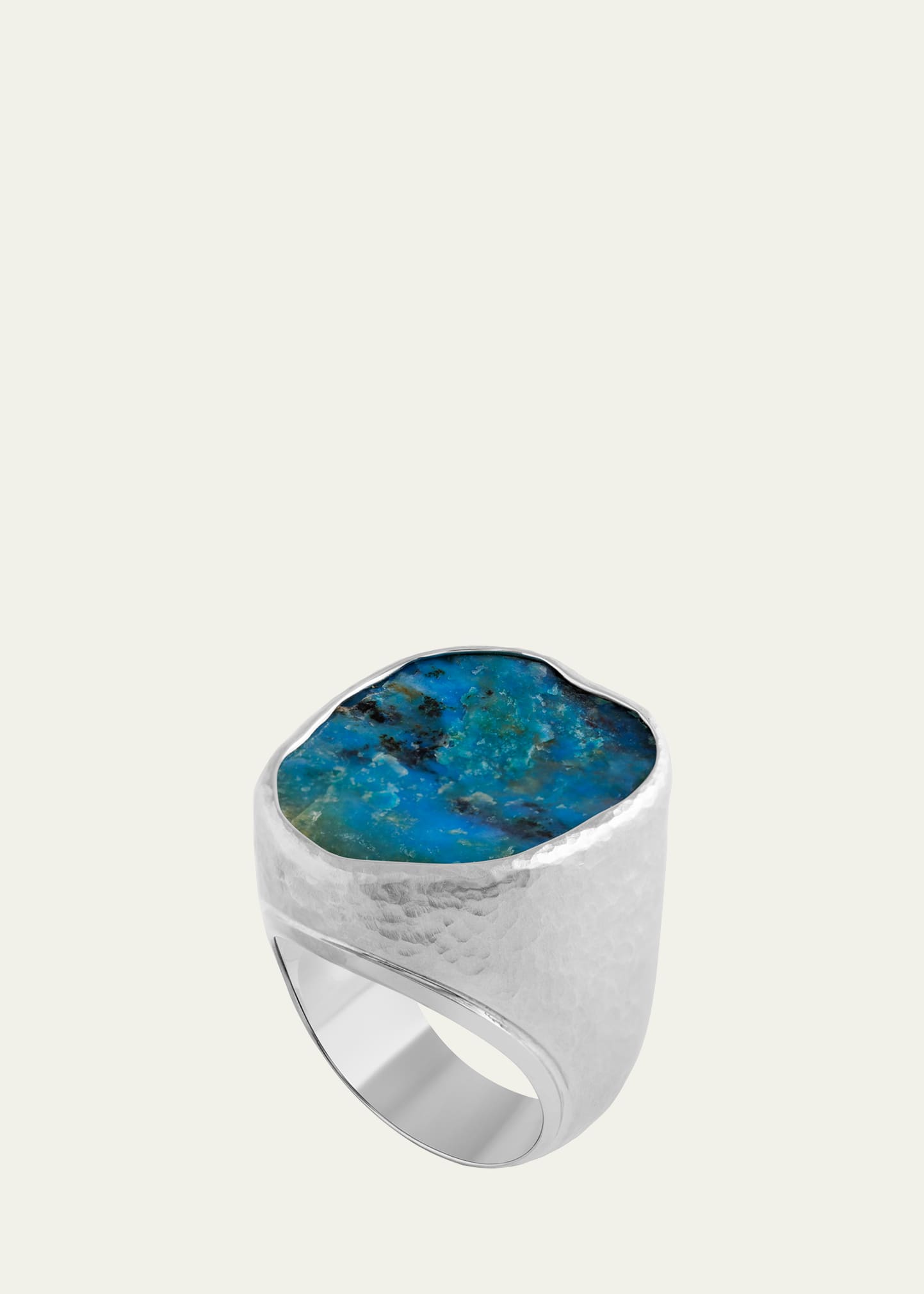 Jorge Adeler Men's 18k White Gold Peruvian Opal Ring In Blue