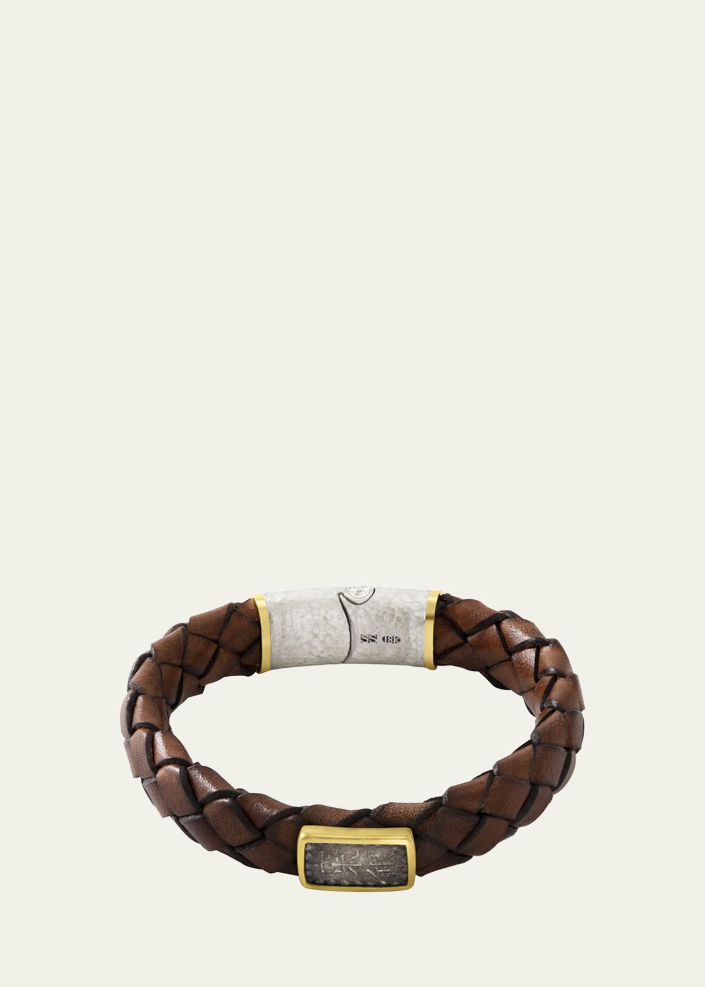 Jorge Adeler Men's Authentic Samurai Coin Leather Bracelet In Gold/brown