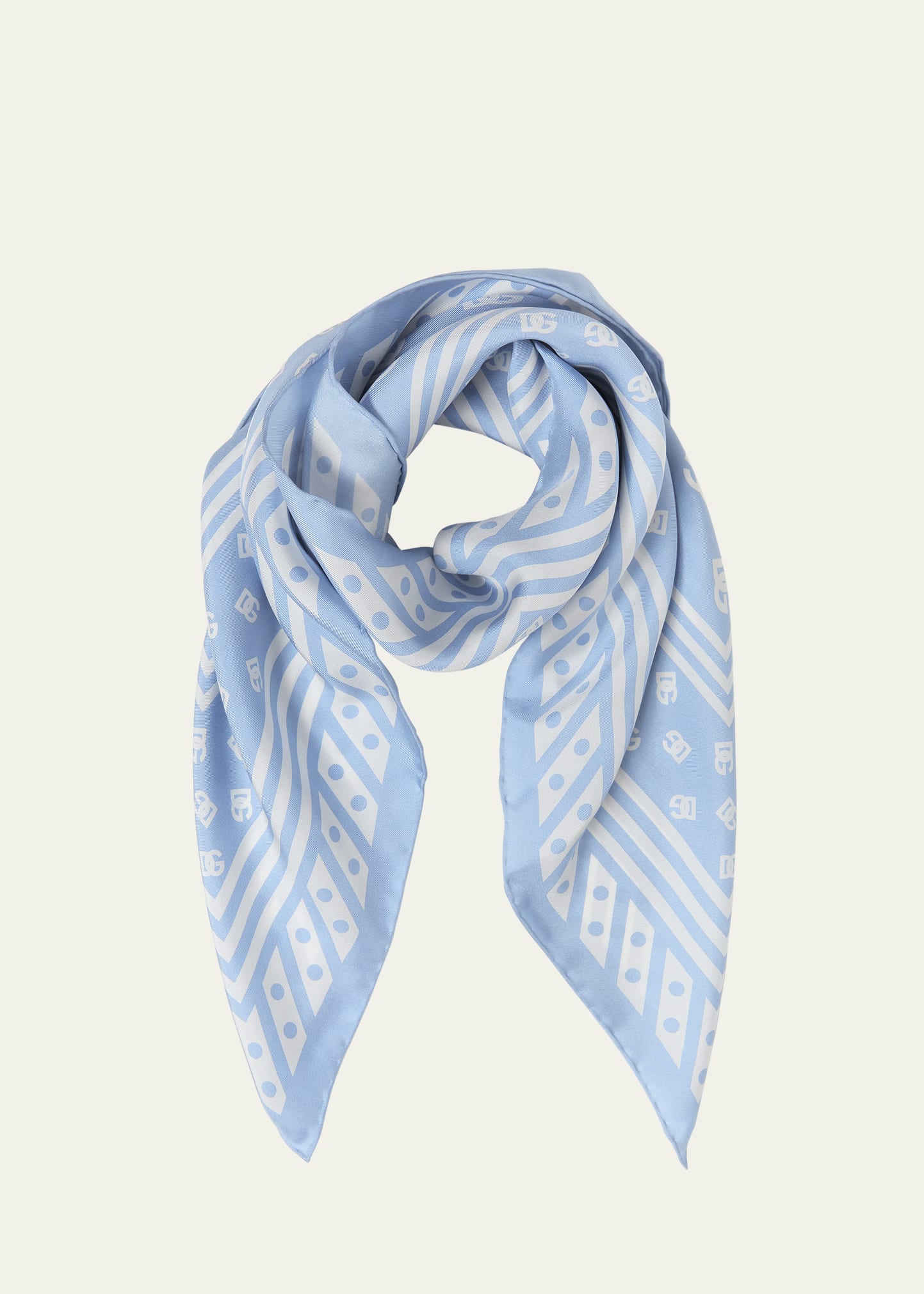 Polka-Dot DG Monogram Silk Twill Square Scarf