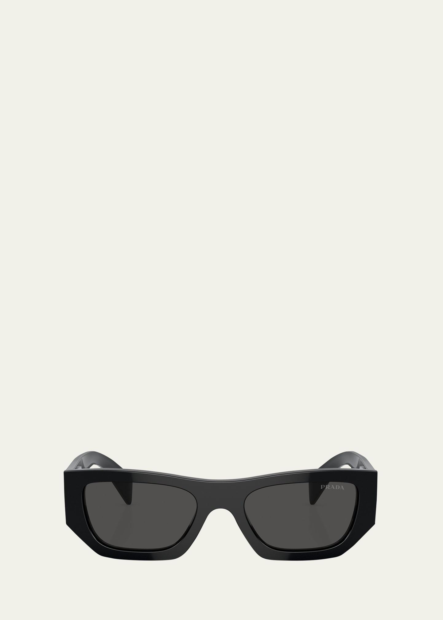 Prada Bold Acetate & Plastic Rectangle Sunglasses In Black