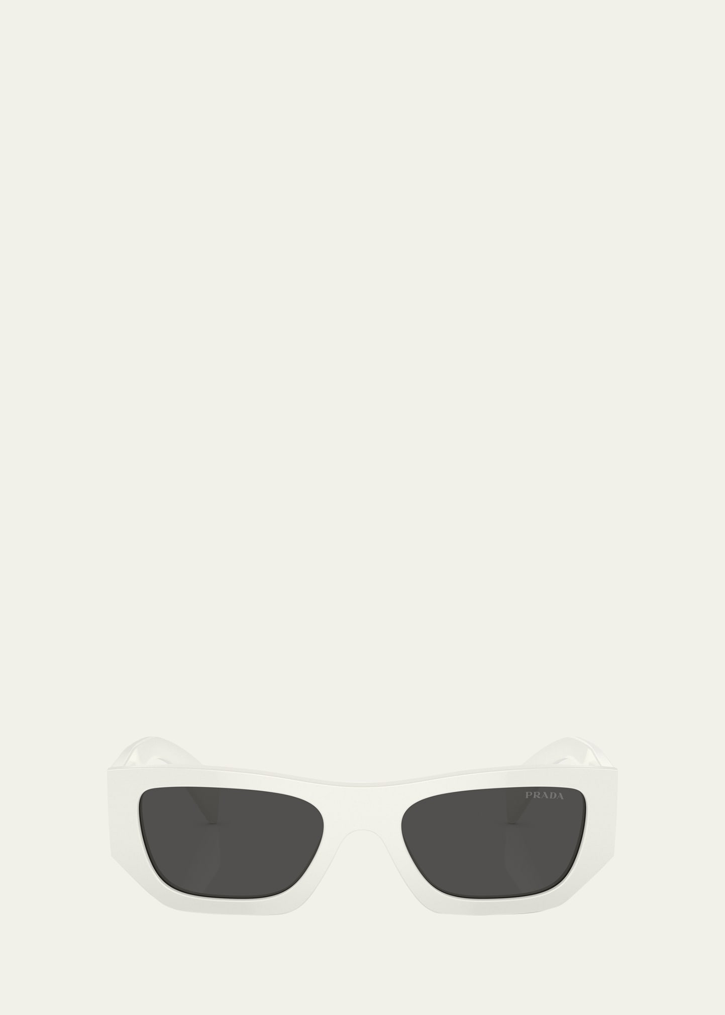 Shop Prada Bold Acetate & Plastic Rectangle Sunglasses In White