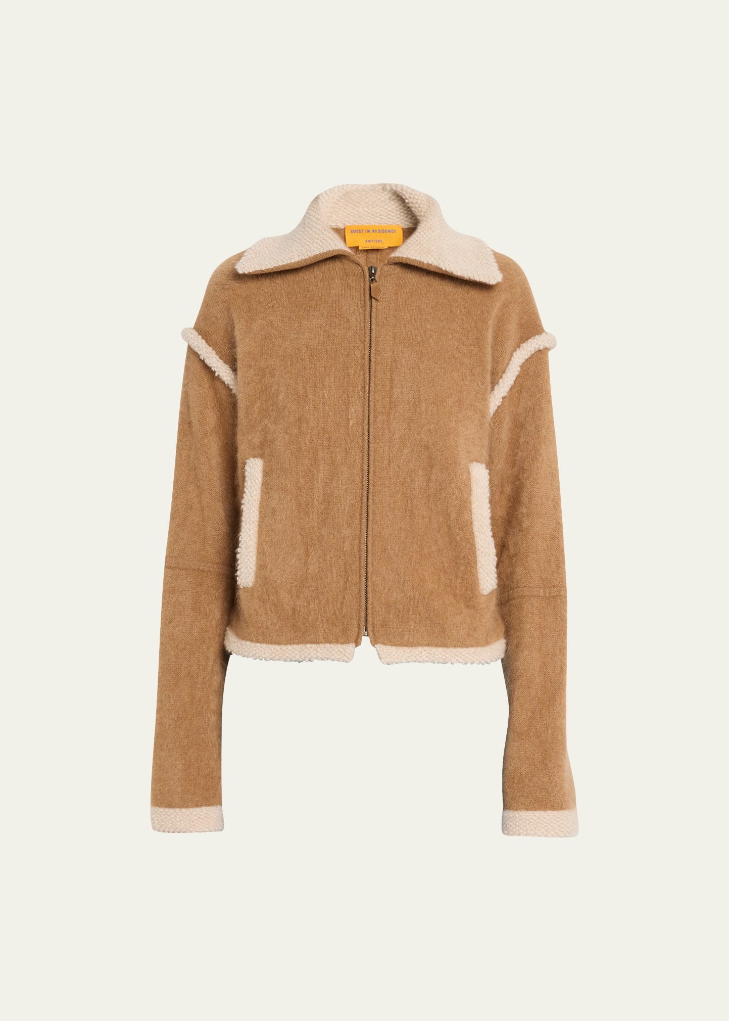 Guest In Residence Grizzly Cashmere Bomber Cardigan Almond/oatmeal In Almond/oatmeal