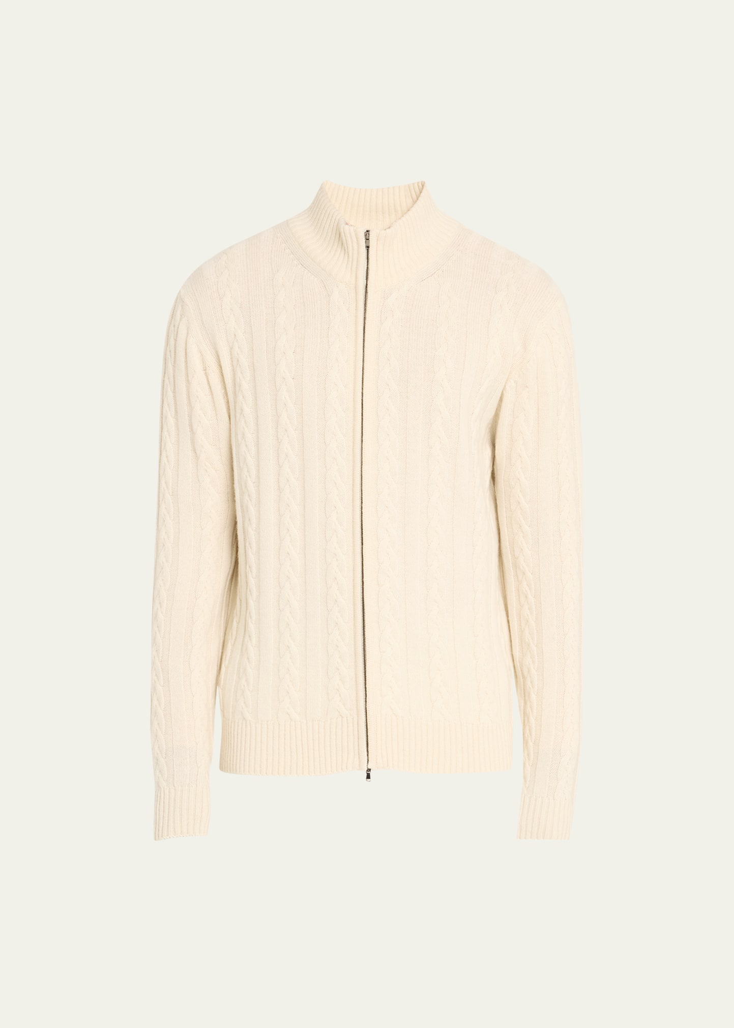 Men's Cashmere Cable Zip Cardigan Sweater