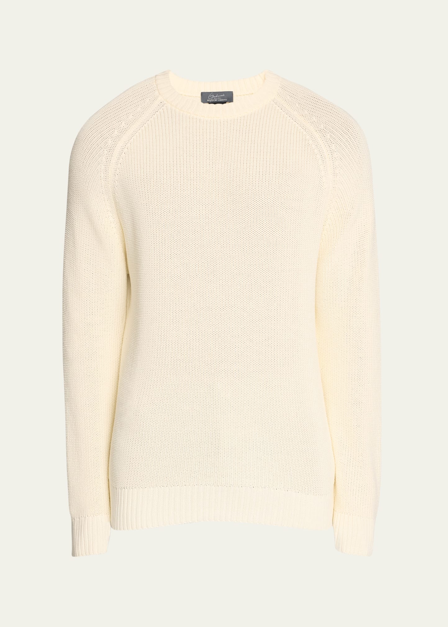 Bergdorf Goodman Men's Cotton Melange Crewneck Sweater In Ecru