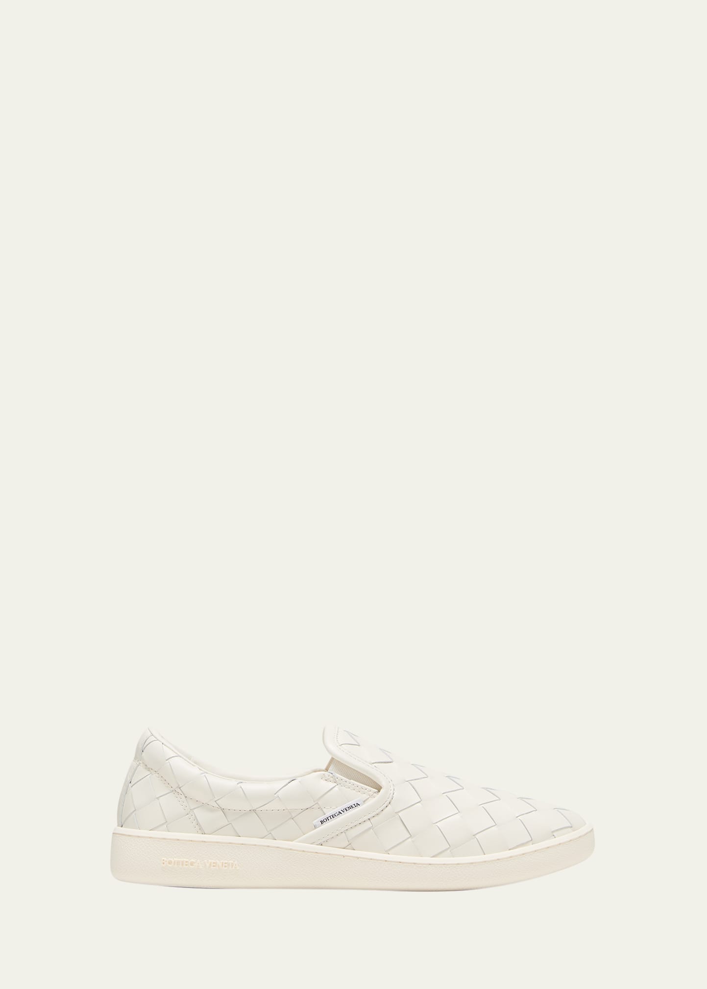 Shop Bottega Veneta Sawyer Woven Leather Slip-on Sneakers In White