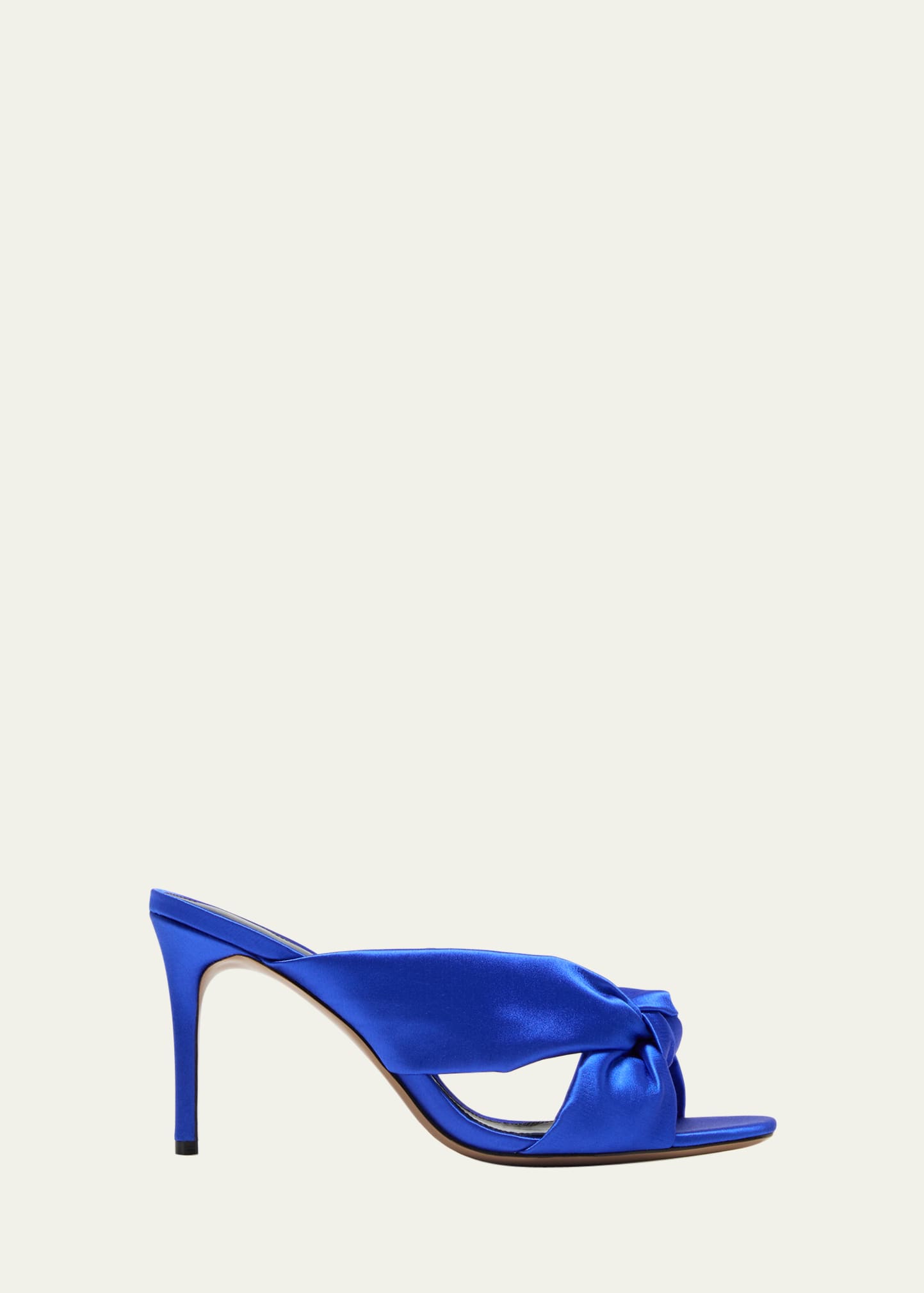 Alexandre Birman Sophie Knotted Satin Stiletto Mules In Electric Blue