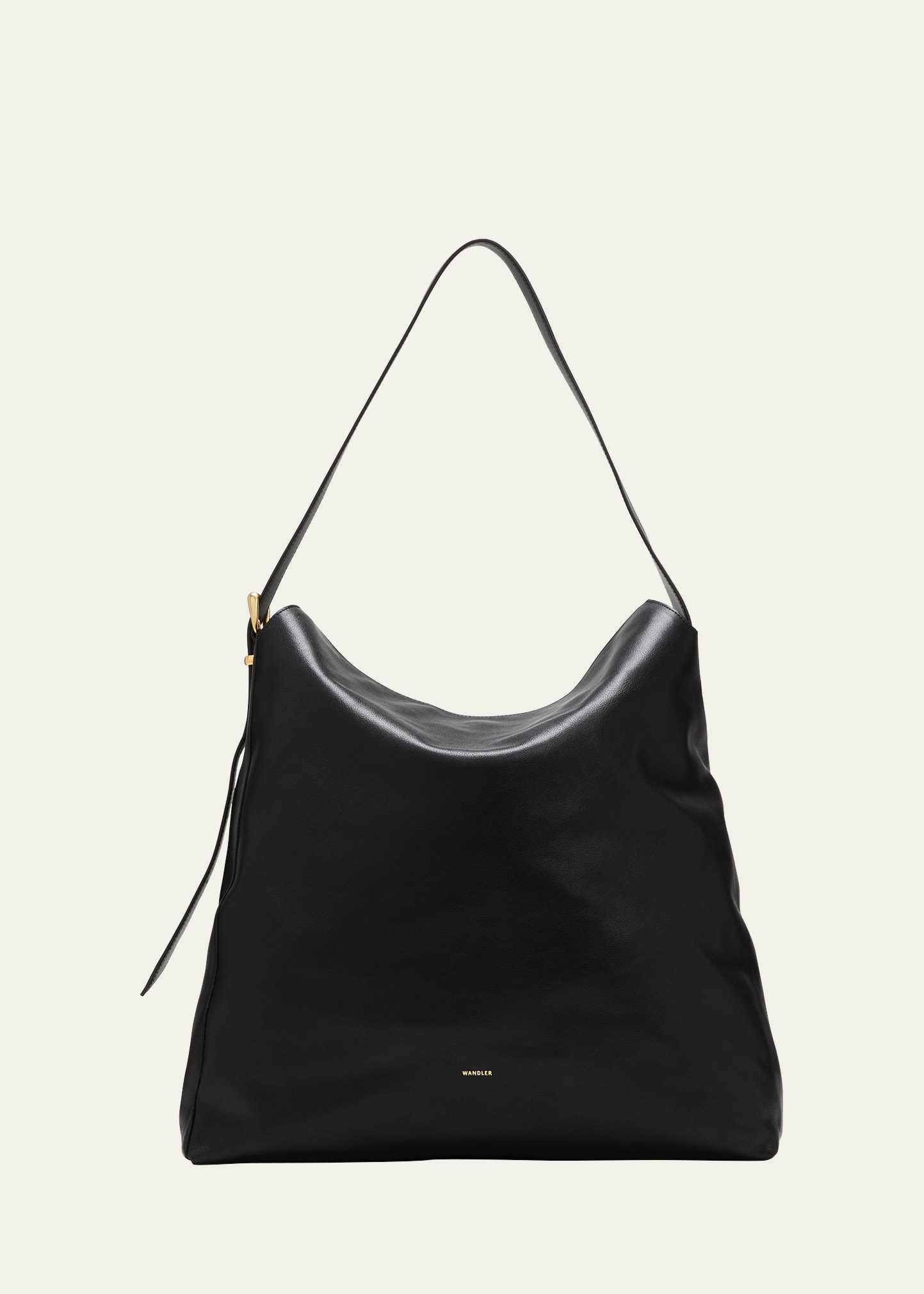 Shop Wandler Marli Fold-over Flap Leather Tote Bag In 3283 Black Crust