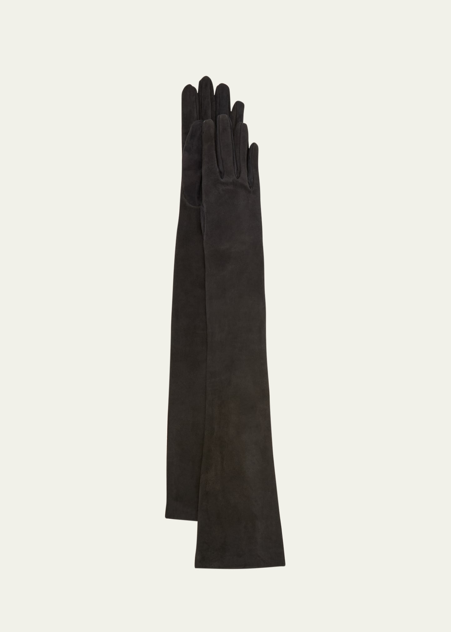 Ralph Lauren Long Leather Gloves In Black