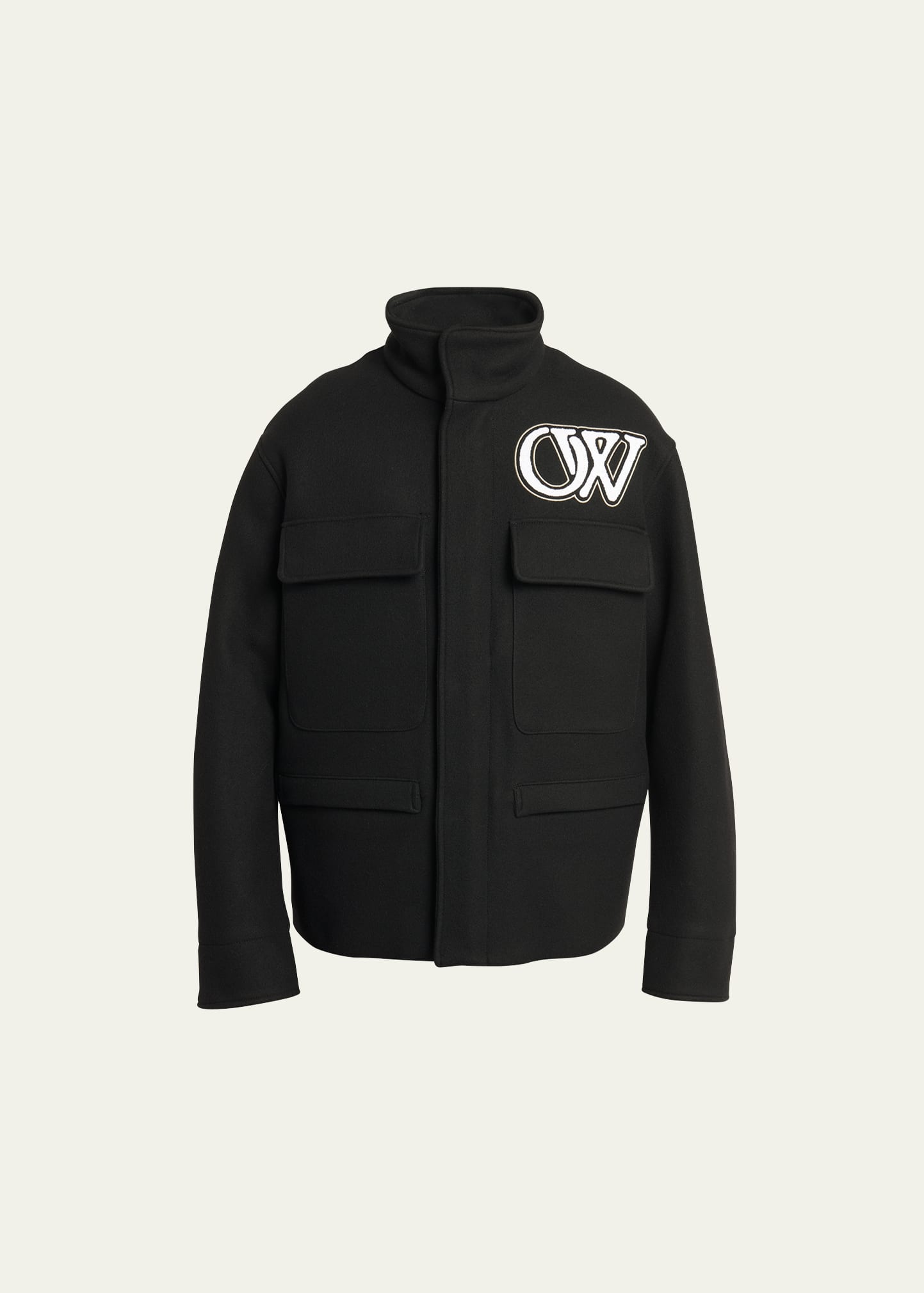 Shop Off-white Men's Embroidered Field Jacket In Black