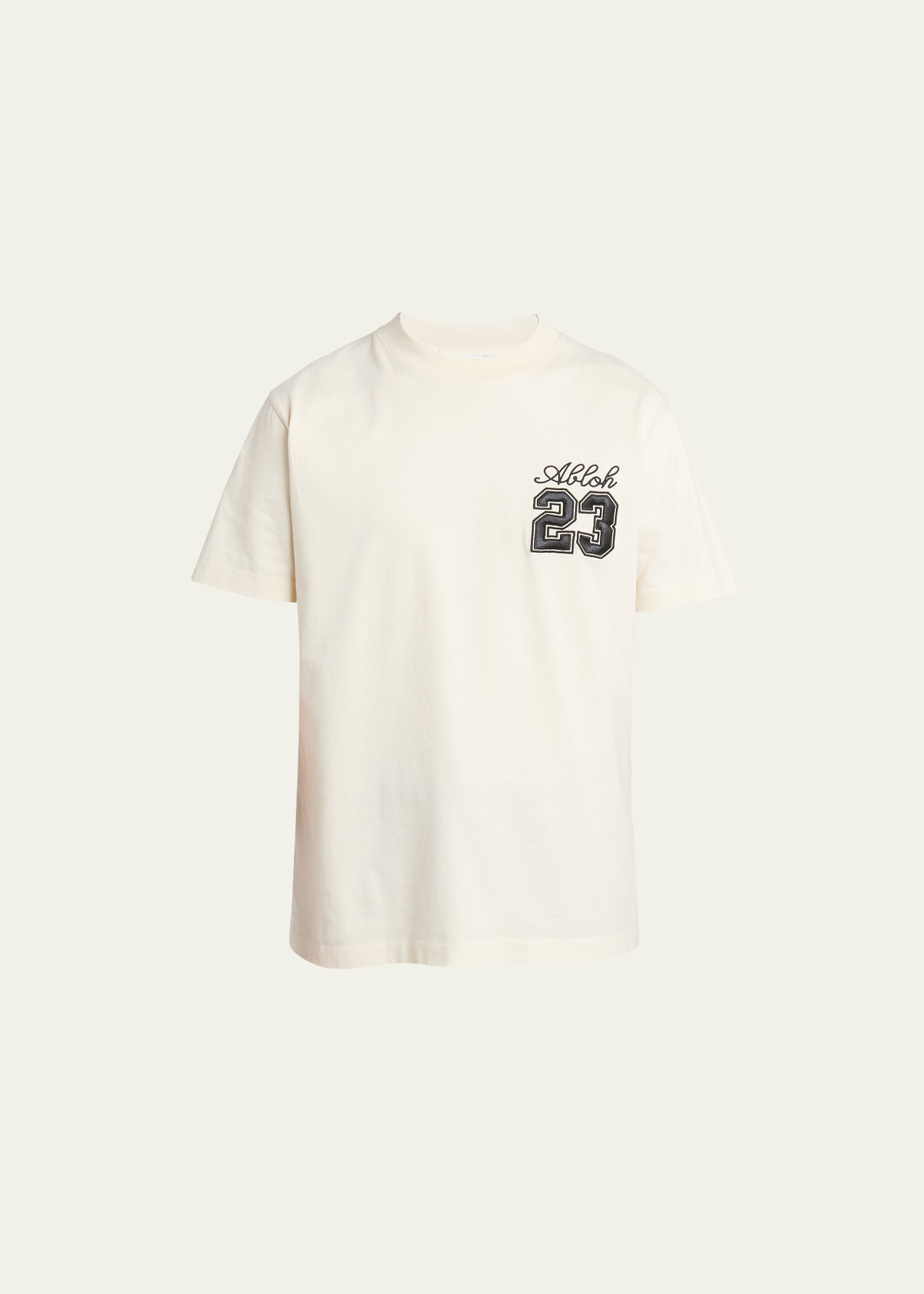 Shop Off-white Men's Abloh Embroidered T-shirt In Angora