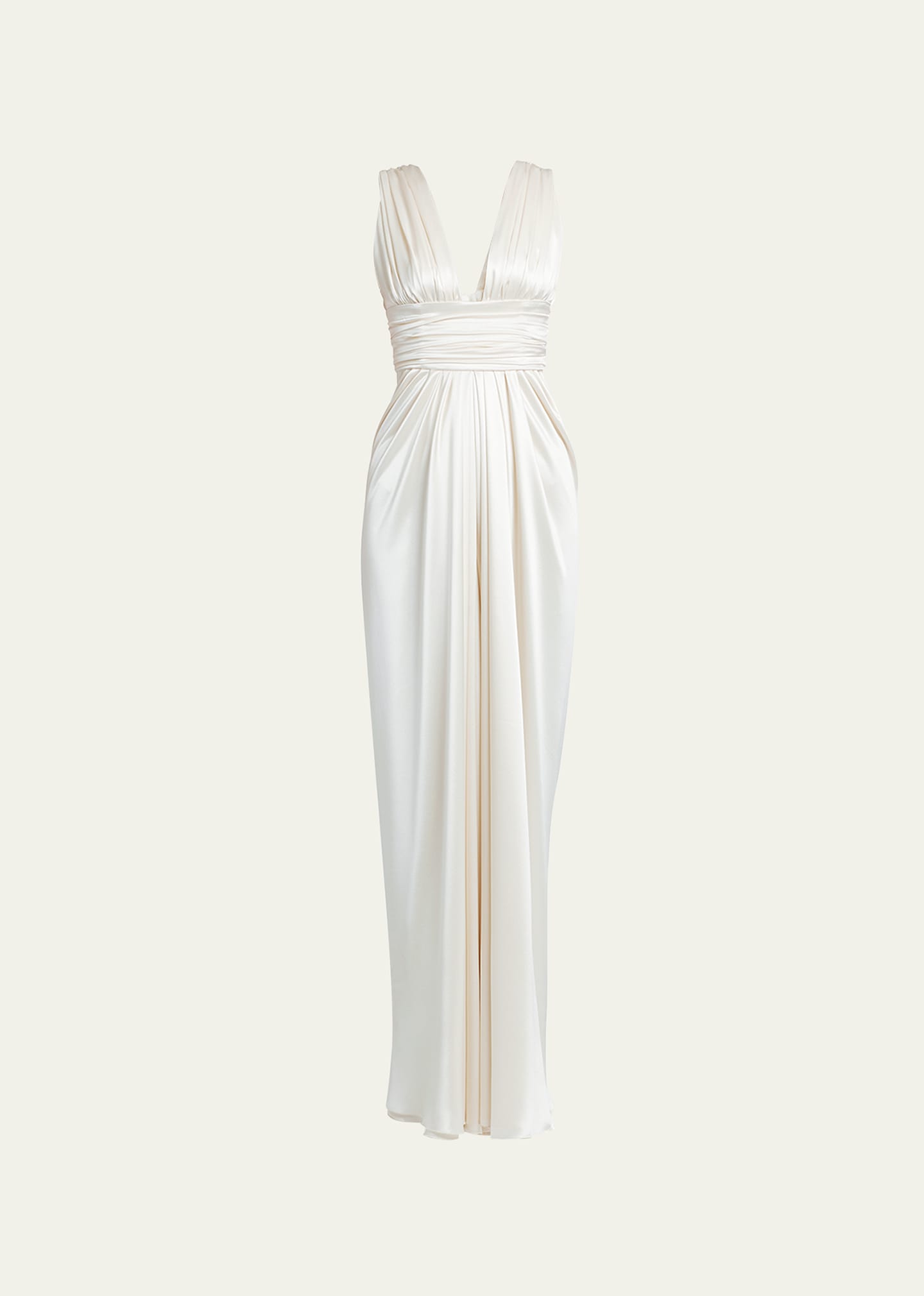 Dolce & Gabbana Gathered Crepe Satin Column Dress In Lightcream