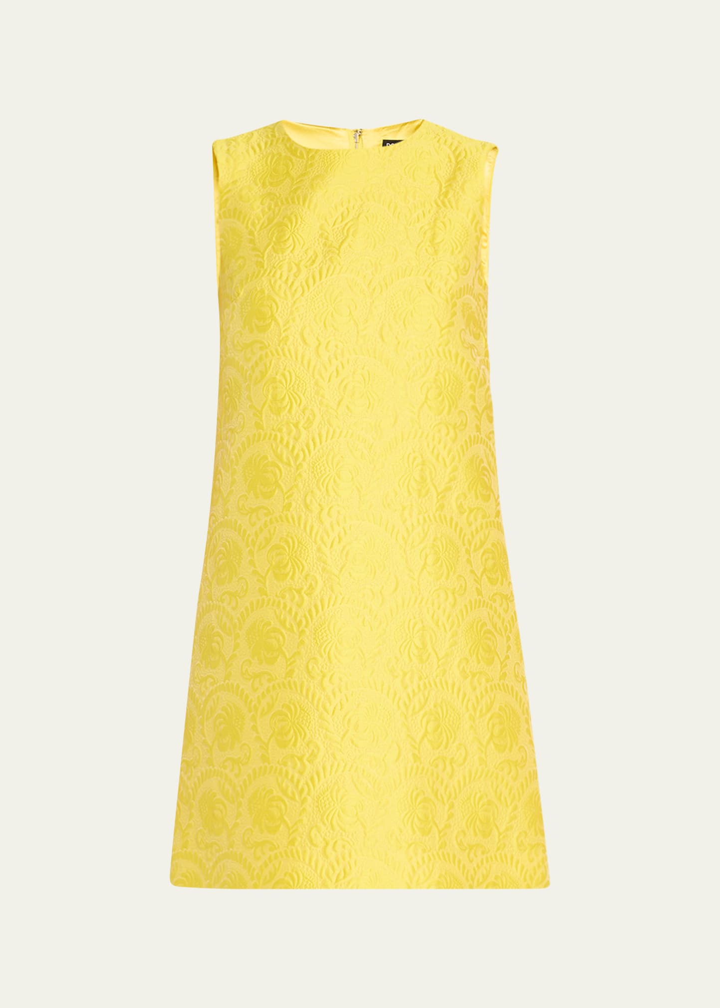 Dolce & Gabbana Matelasse Fiori Jacquard Mini Dress In Md Yellow