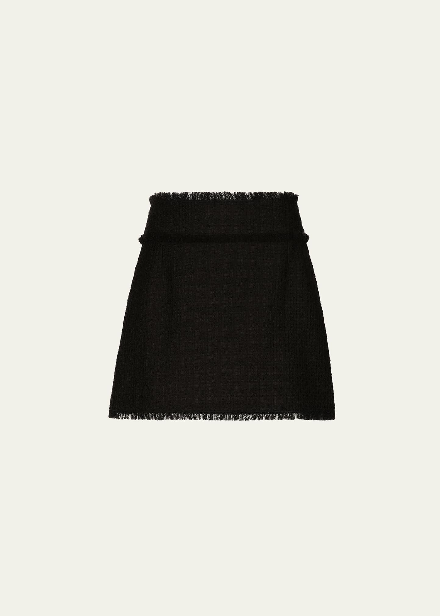 Shop Dolce & Gabbana Tweed Mini Skirt In Black