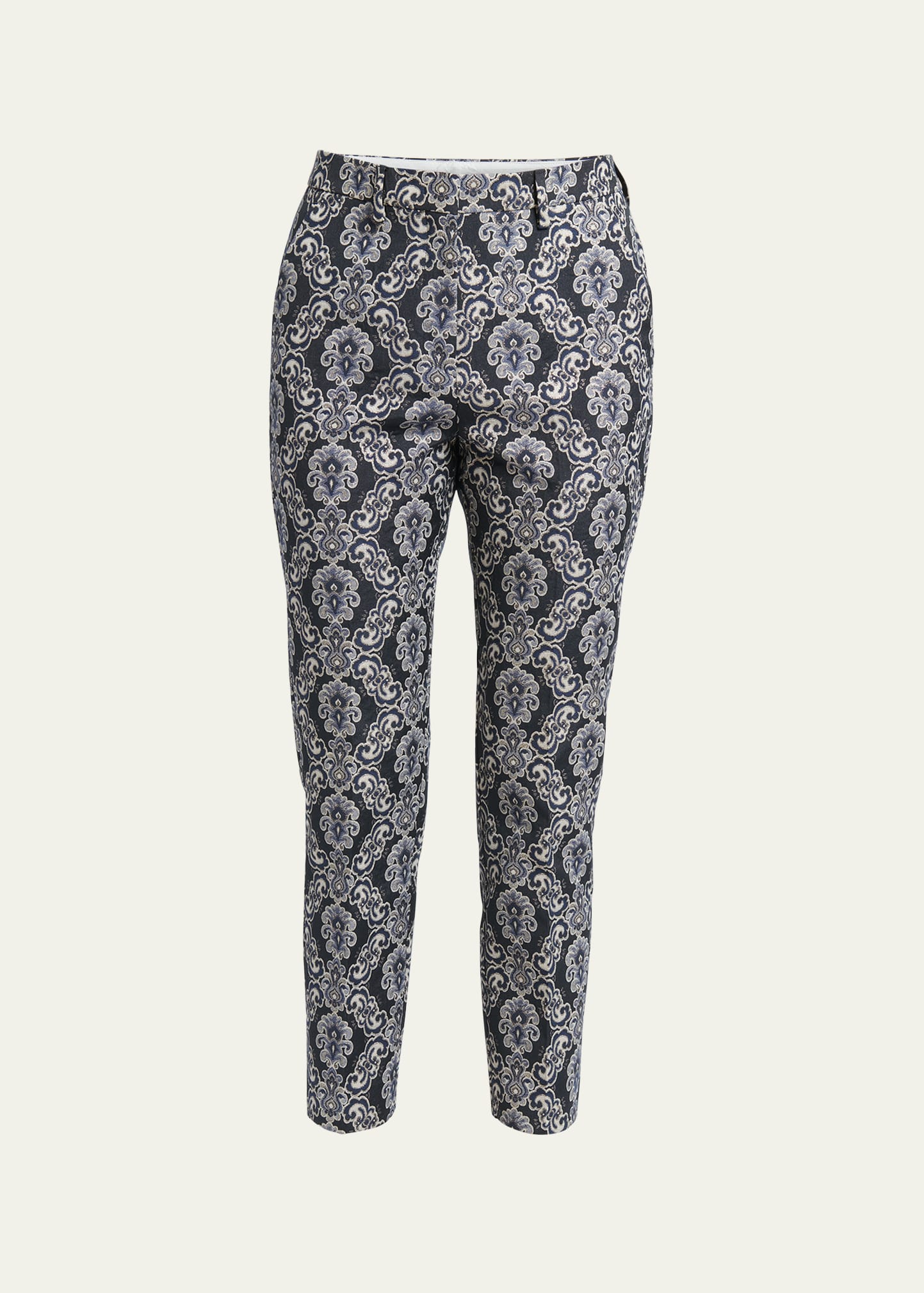 Shop Etro Jacquard Brocade Pants In Multicolour On Bl