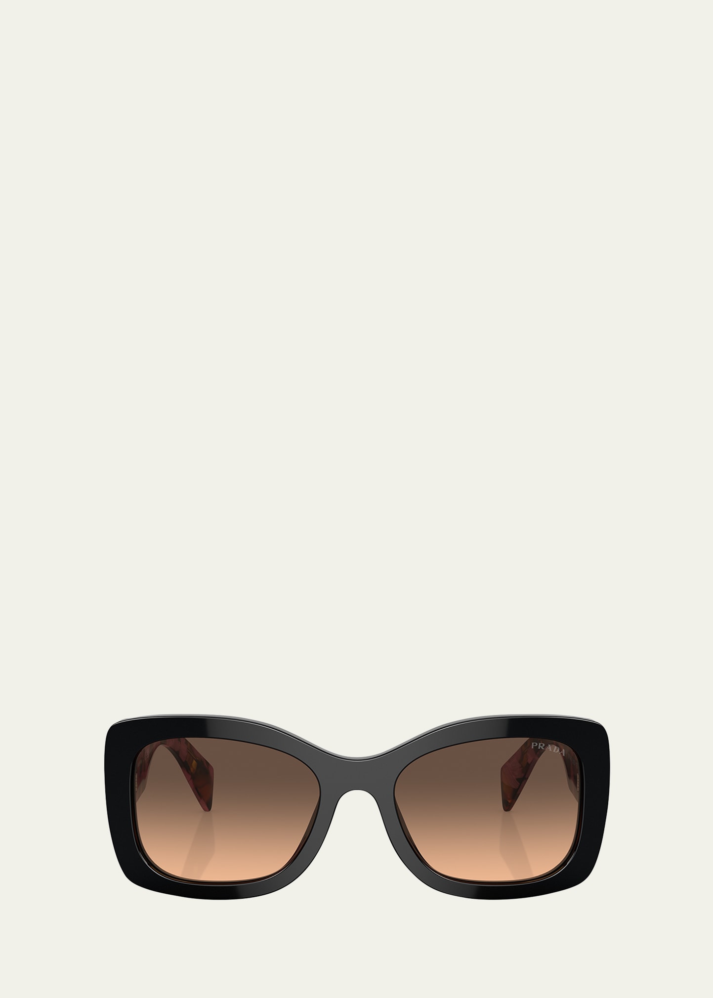 Shop Prada Gradient Acetate Oval Sunglasses In Dark Brown