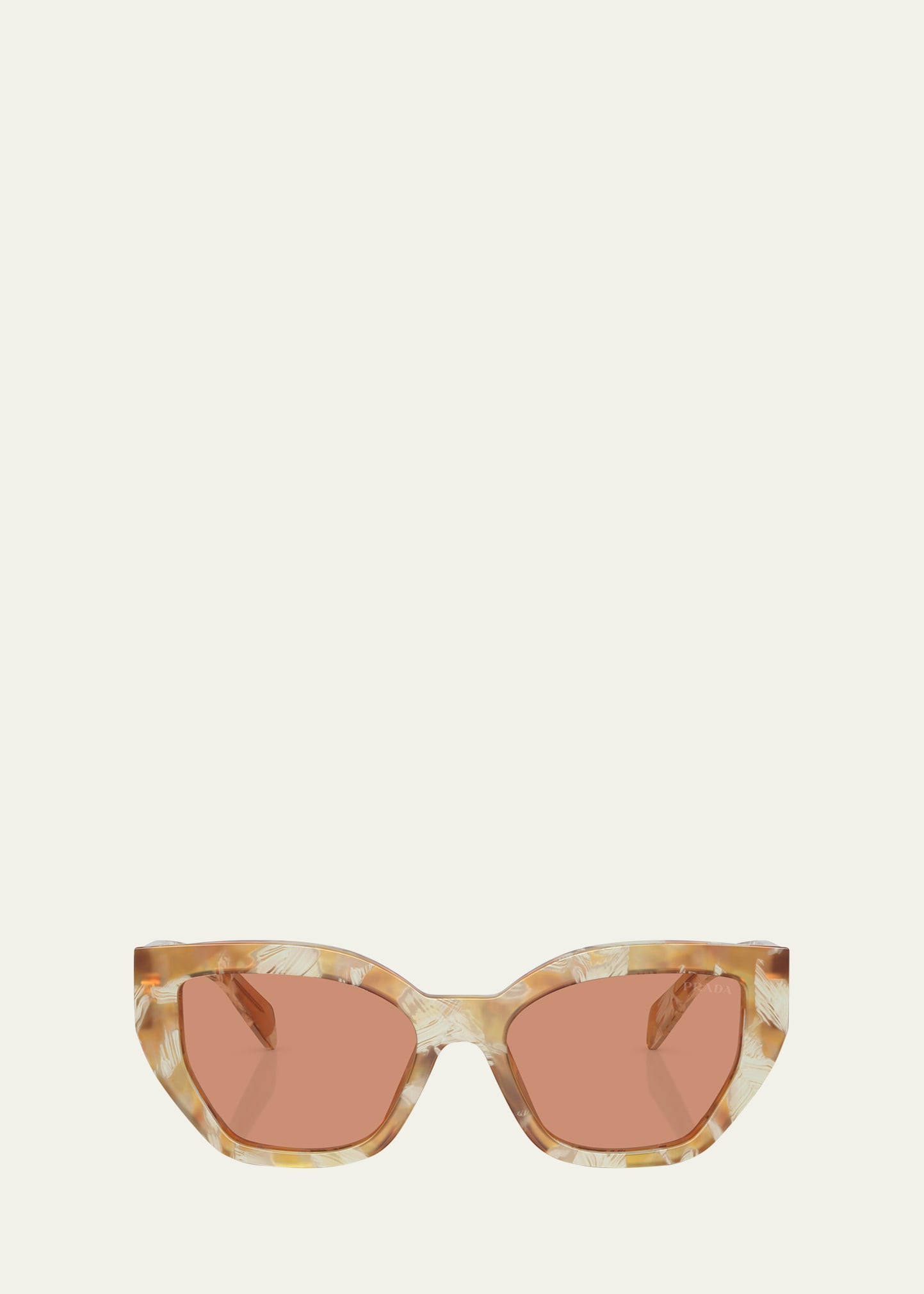 Prada Logo Acetate Butterfly Sunglasses In Brown