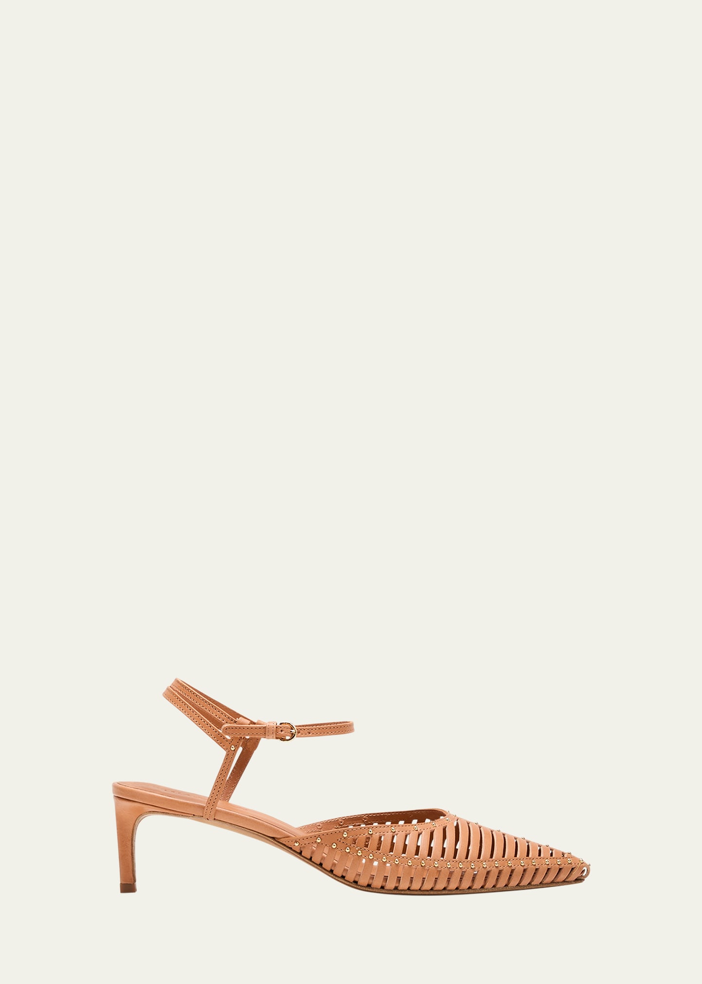 Ulla Johnson Divya Caged Leather Ankle-strap Pumps In Rustcopper