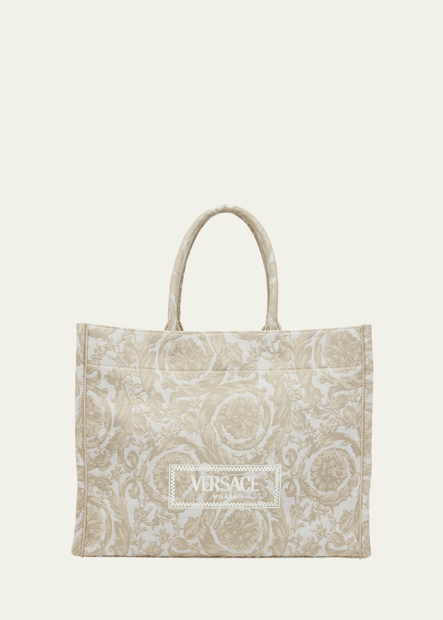 Versace Athena Large Jacquard Tote Bag In Beige Beige Versa