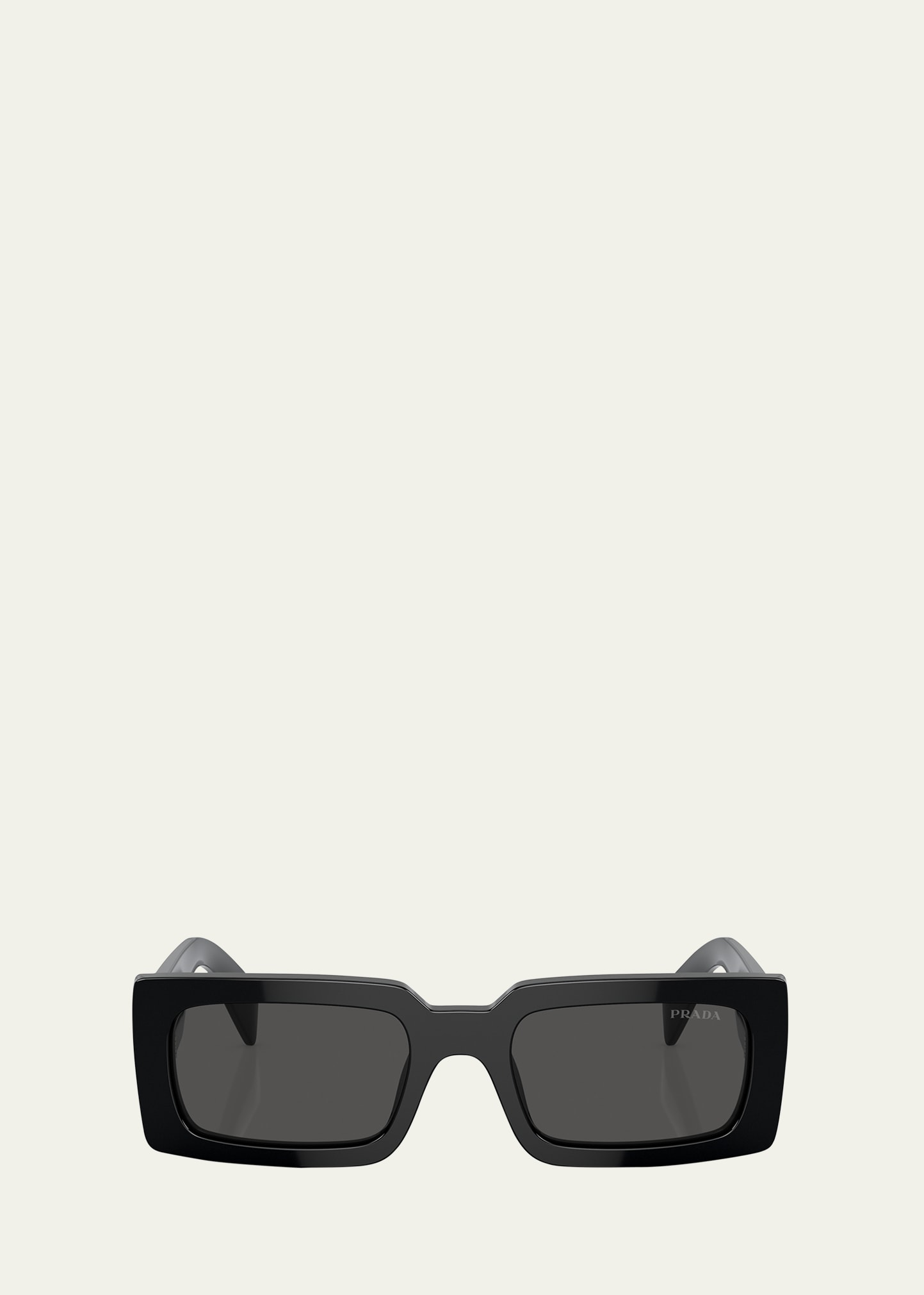 Prada Logo Acetate Rectangle Sunglasses In Black