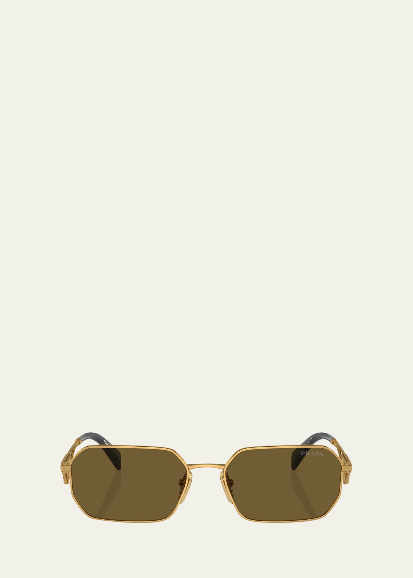 Prada Geometric Steel & Plastic Rectangle Sunglasses In Matte Gold