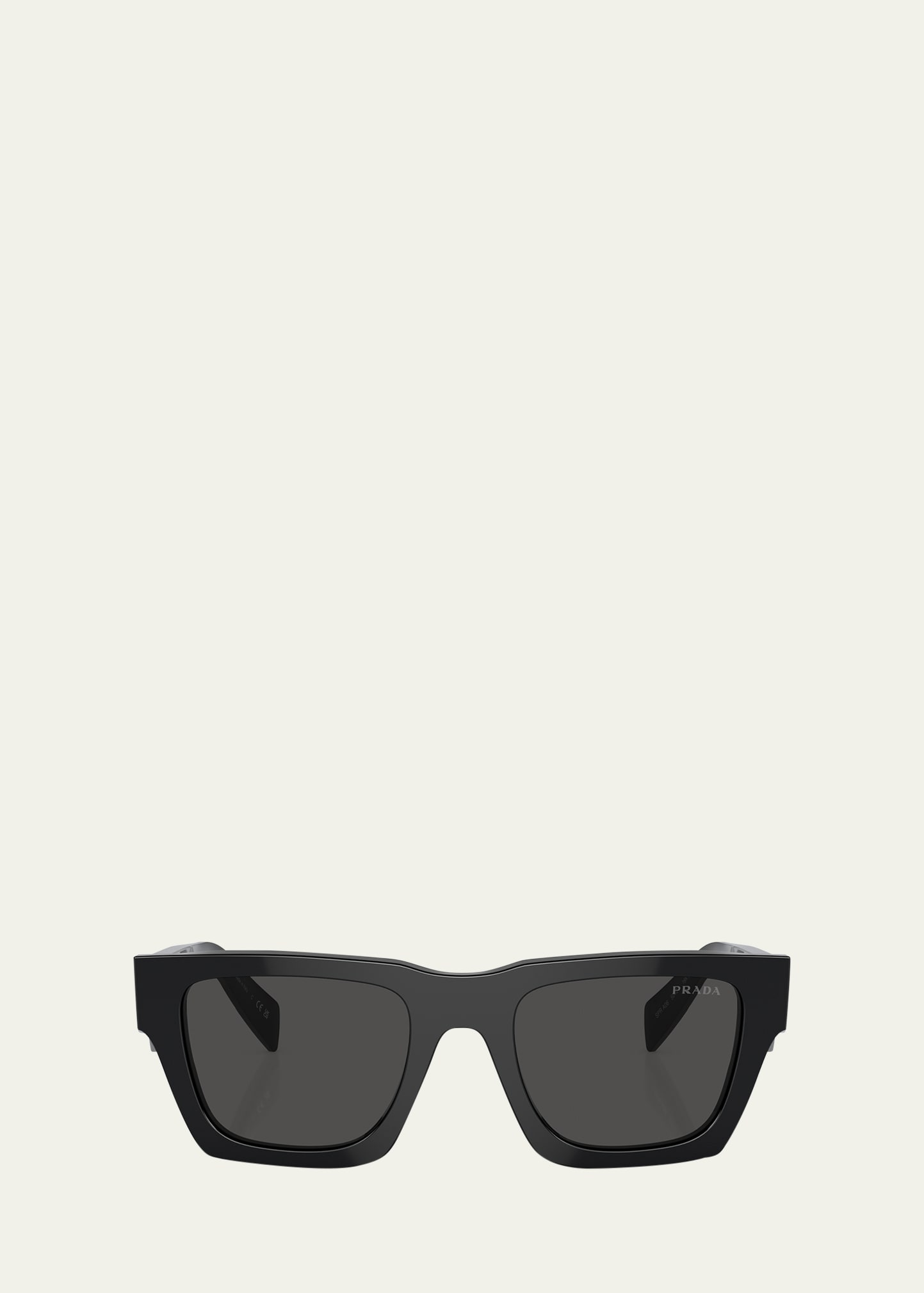 Prada Logo Acetate Rectangle Sunglasses In Black