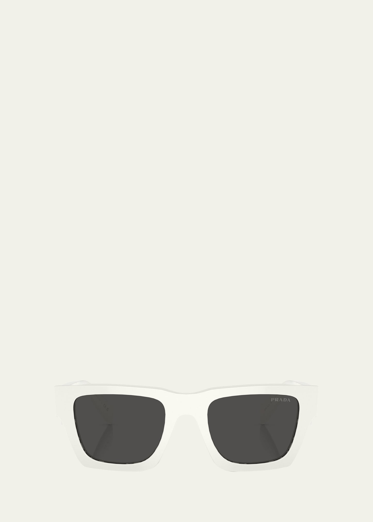 Shop Prada Logo Acetate Rectangle Sunglasses In Bone