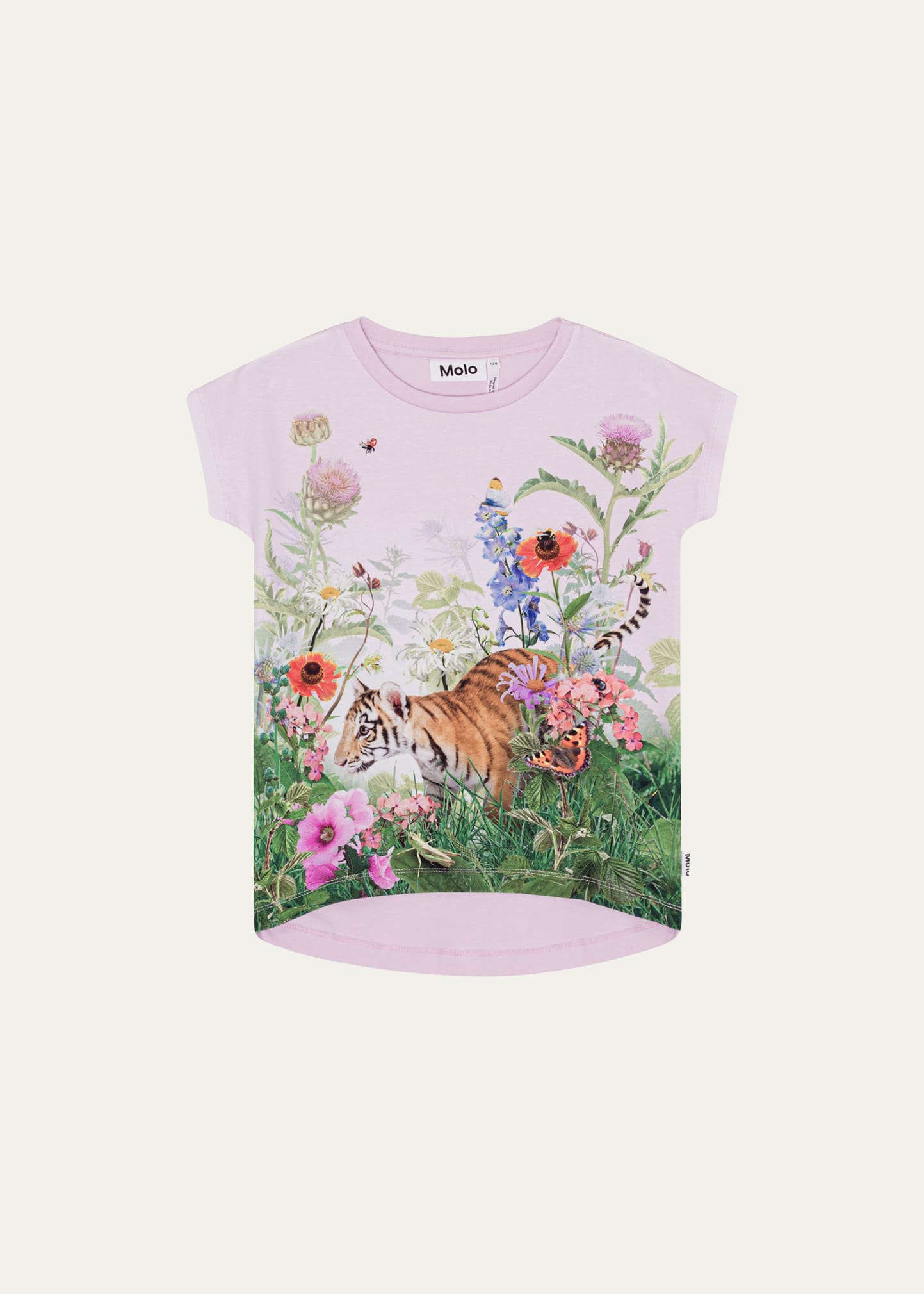 Molo Kids' T-shirt Aus Bio-baumwollmischung Mit Tigerdruck In Pink