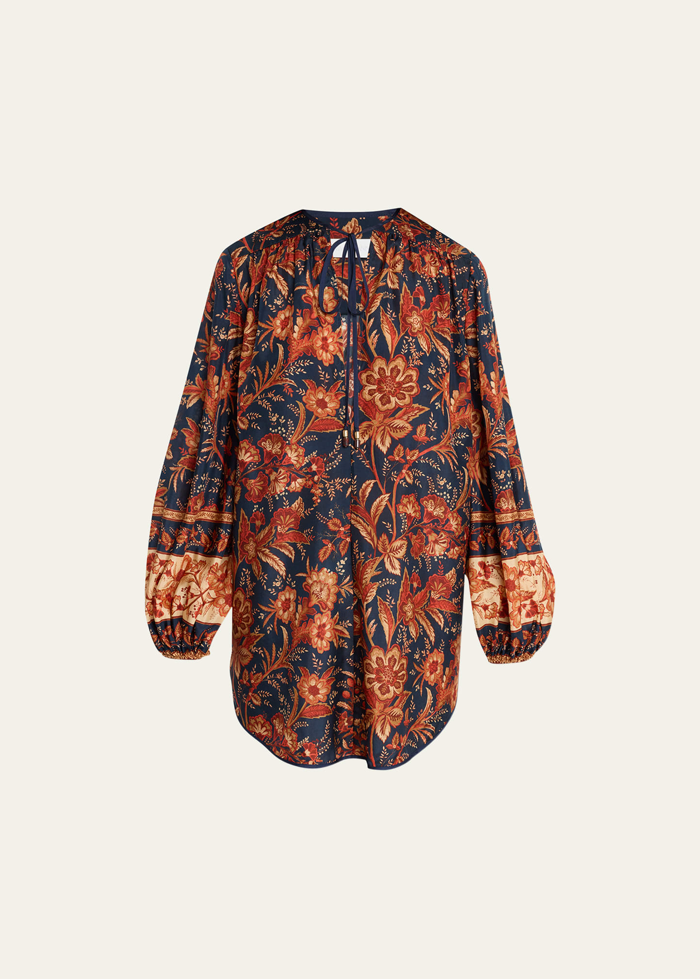 Shop Zimmermann Junie Tunic Top In Dark Navy Floral