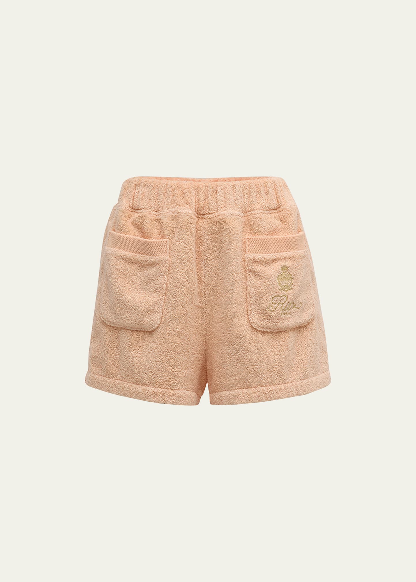 Embroidered Cotton-Terry Shorts