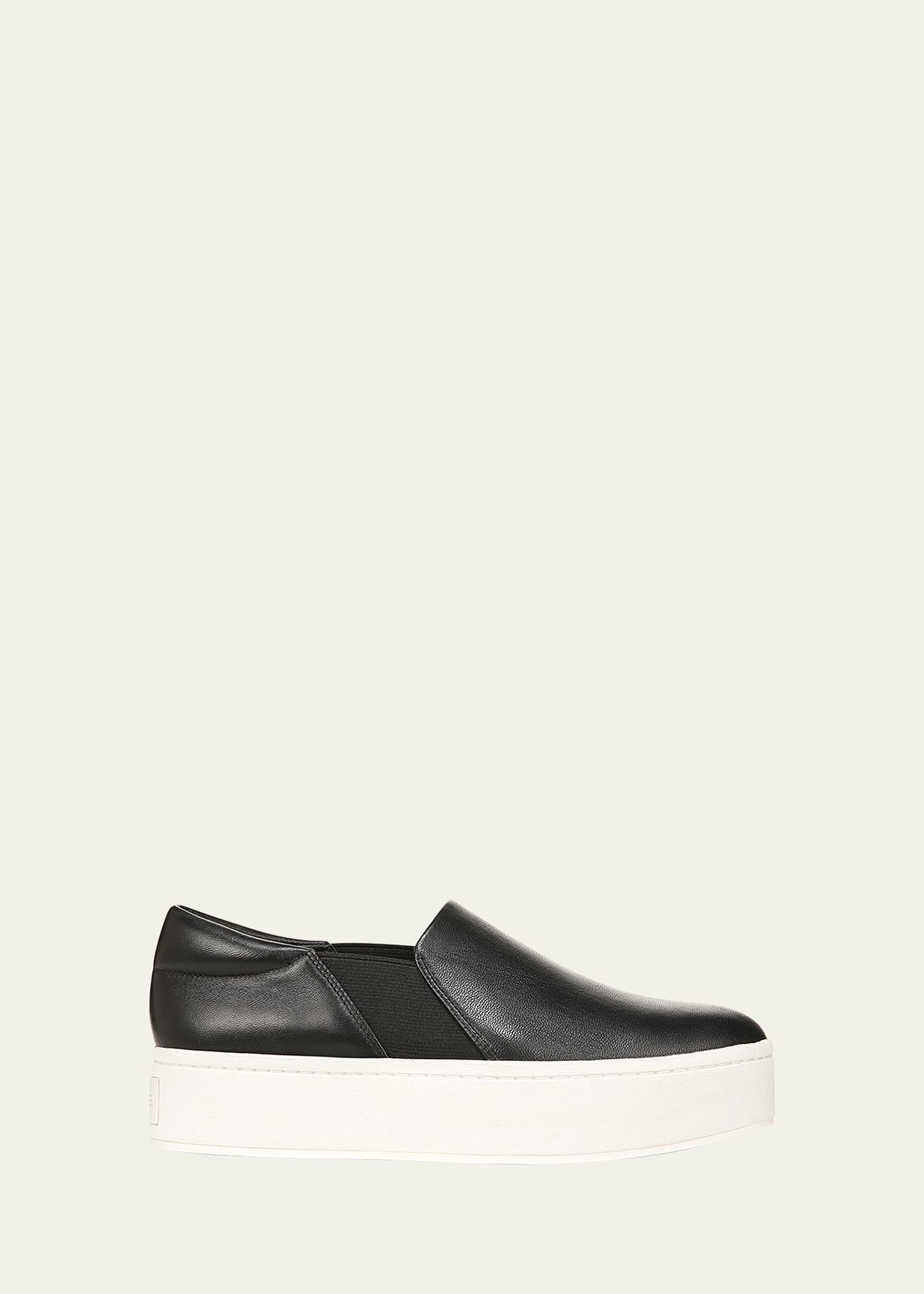 Shop Vince Warren Leather Slip-on Sneakers In Black