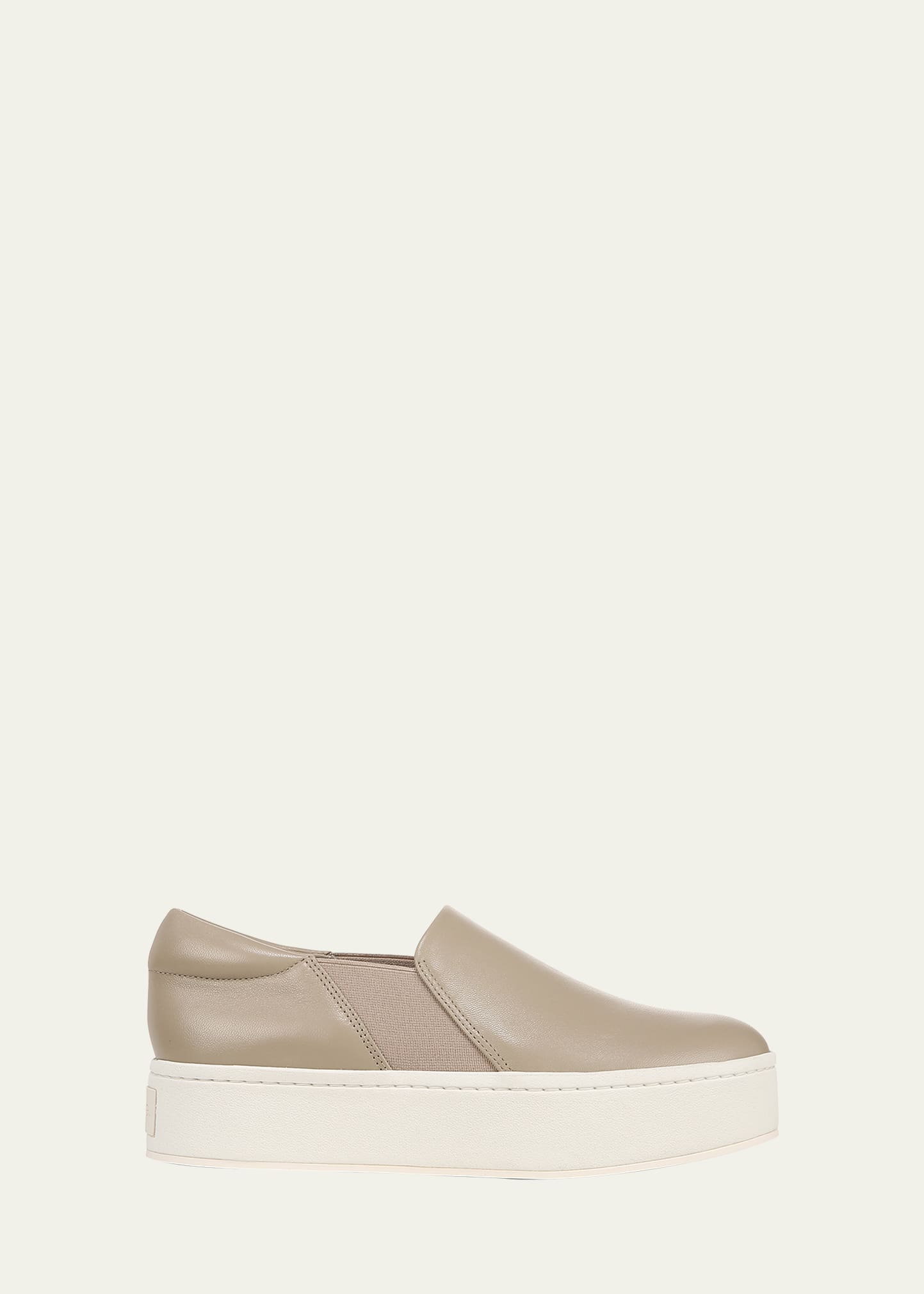 Vince Warren Leather Slip-on Sneakers In Light Straw